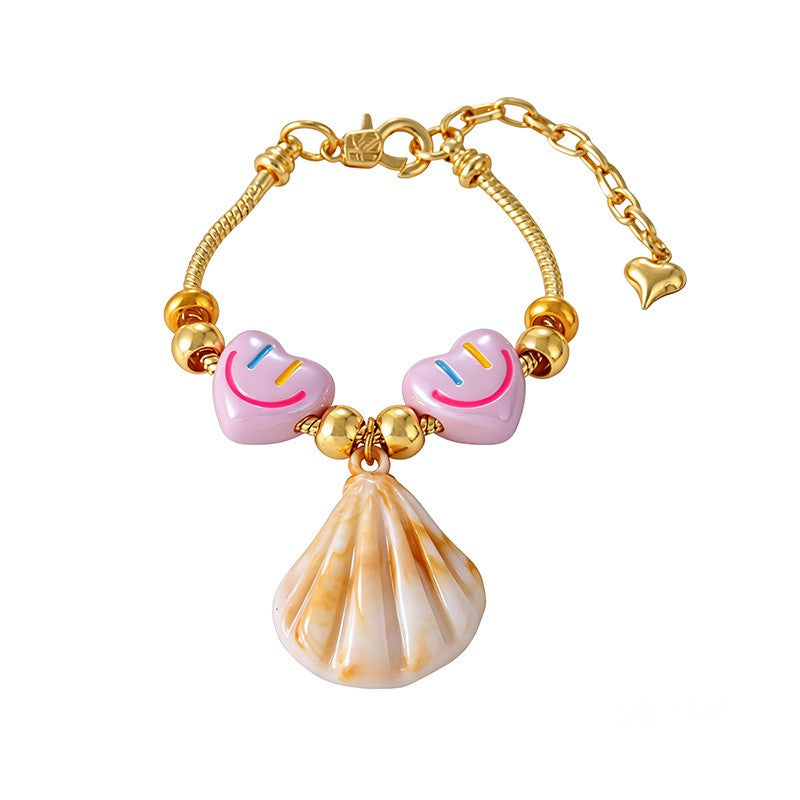 Sweet Smiley Heart & Starfish Charm Bracelet