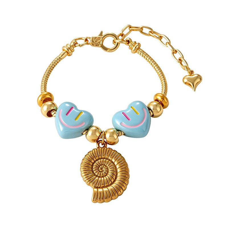 Sweet Smiley Heart & Starfish Charm Bracelet