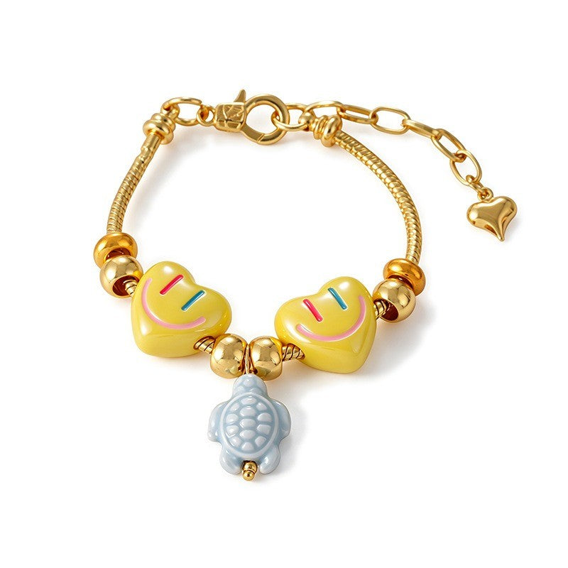 Sweet Smiley Heart & Starfish Charm Bracelet