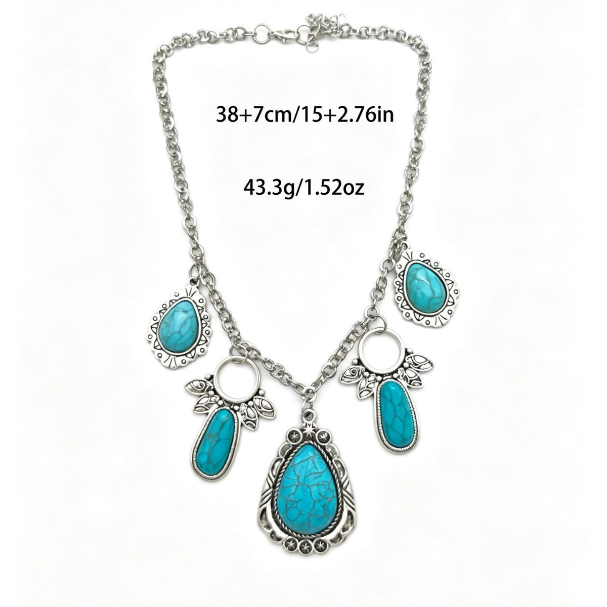 Boho Layered Turquoise Teardrop Necklace
