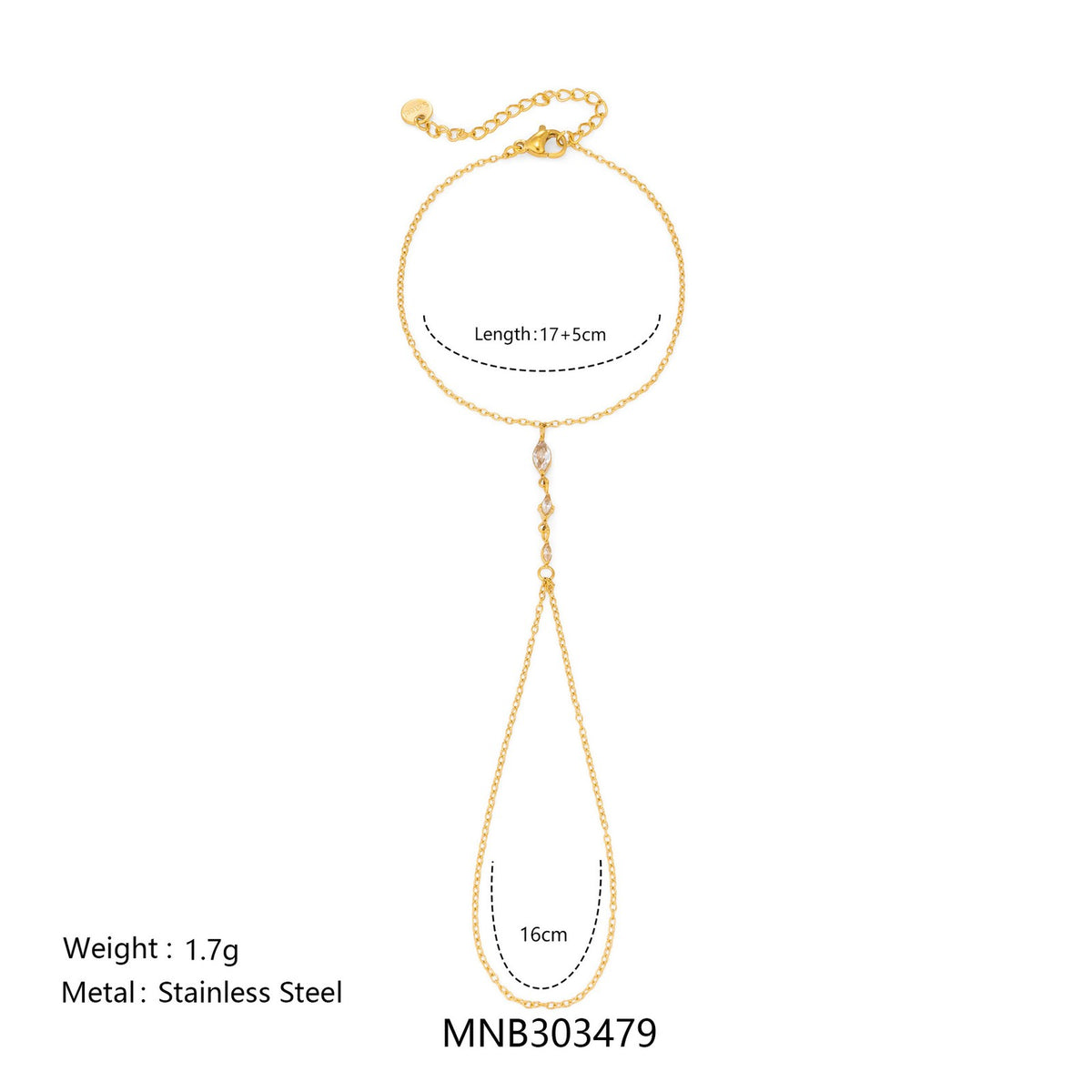 Dainty Multicolor Gemstone Hand Chain