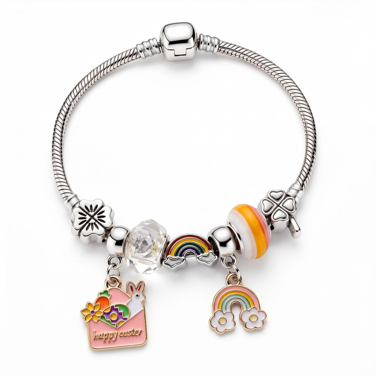 Playful Fruit Rabbit Charm Bracelet