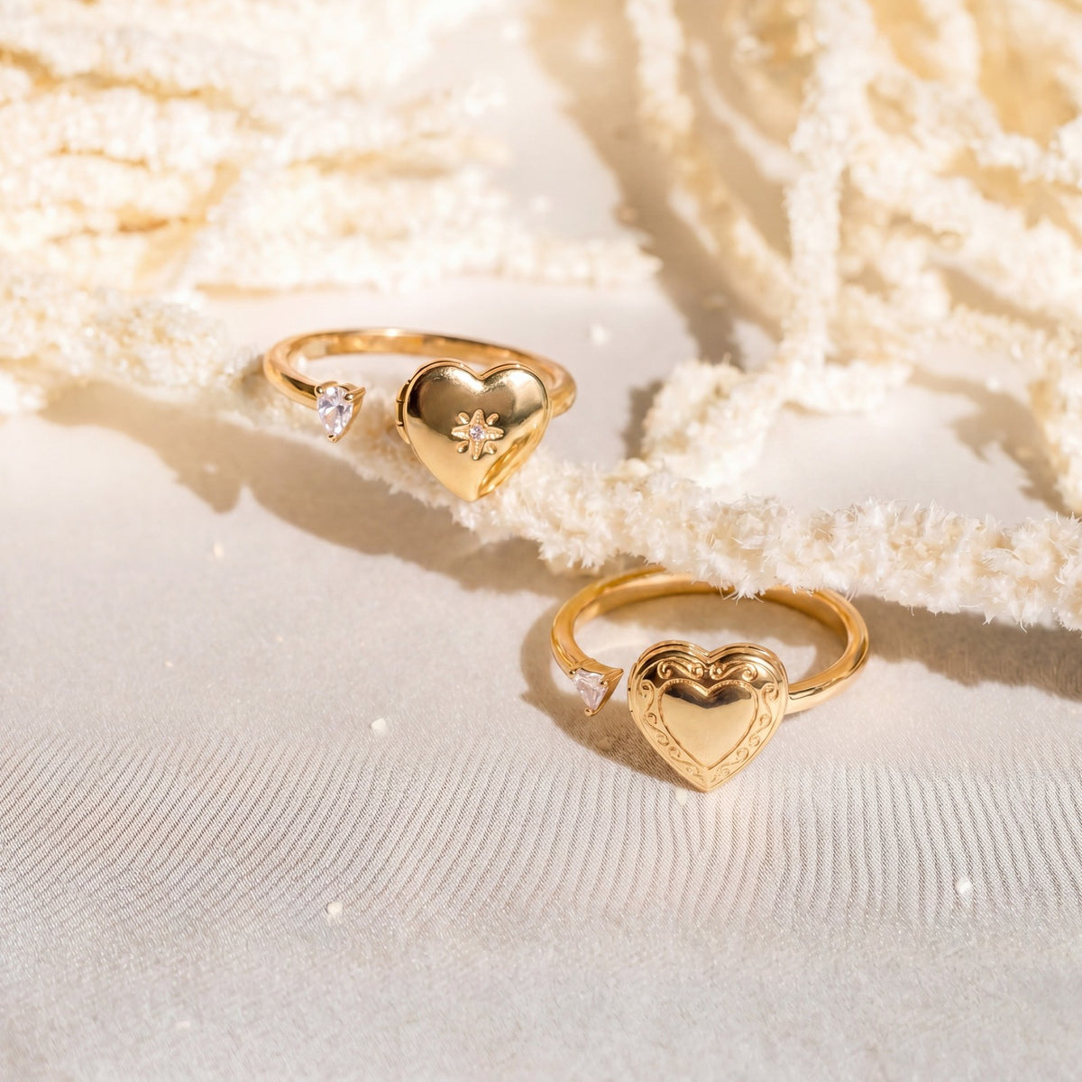Romantic Heart Locket Ring Set