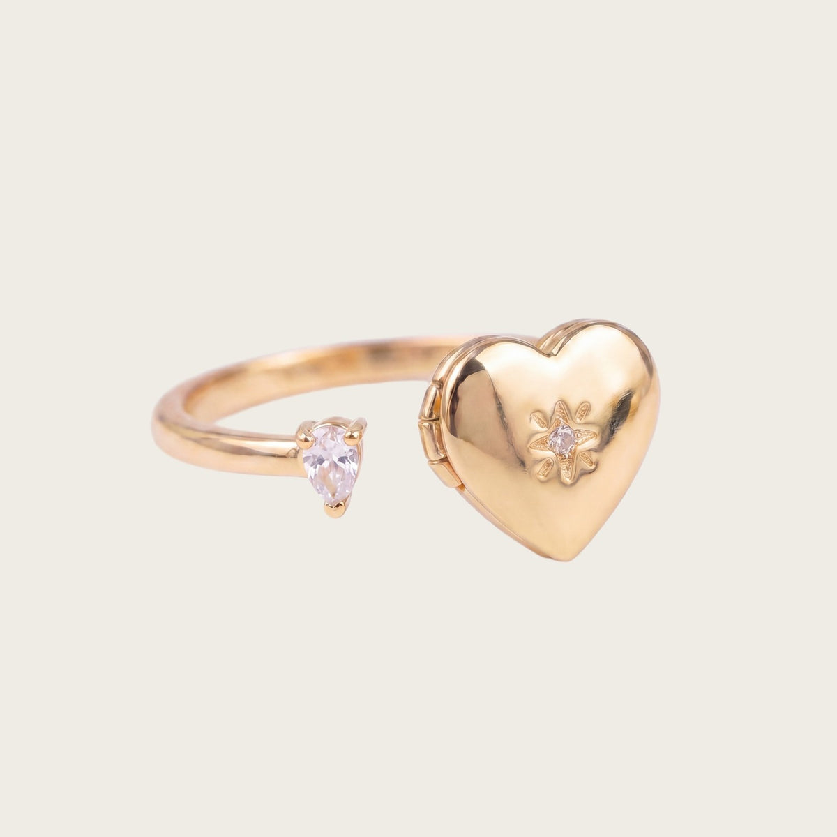 Romantic Heart Locket Ring Set