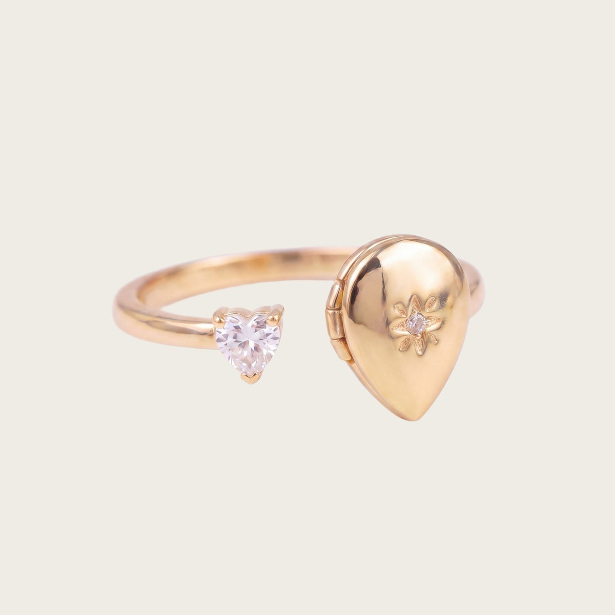 Romantic Heart Locket Ring Set