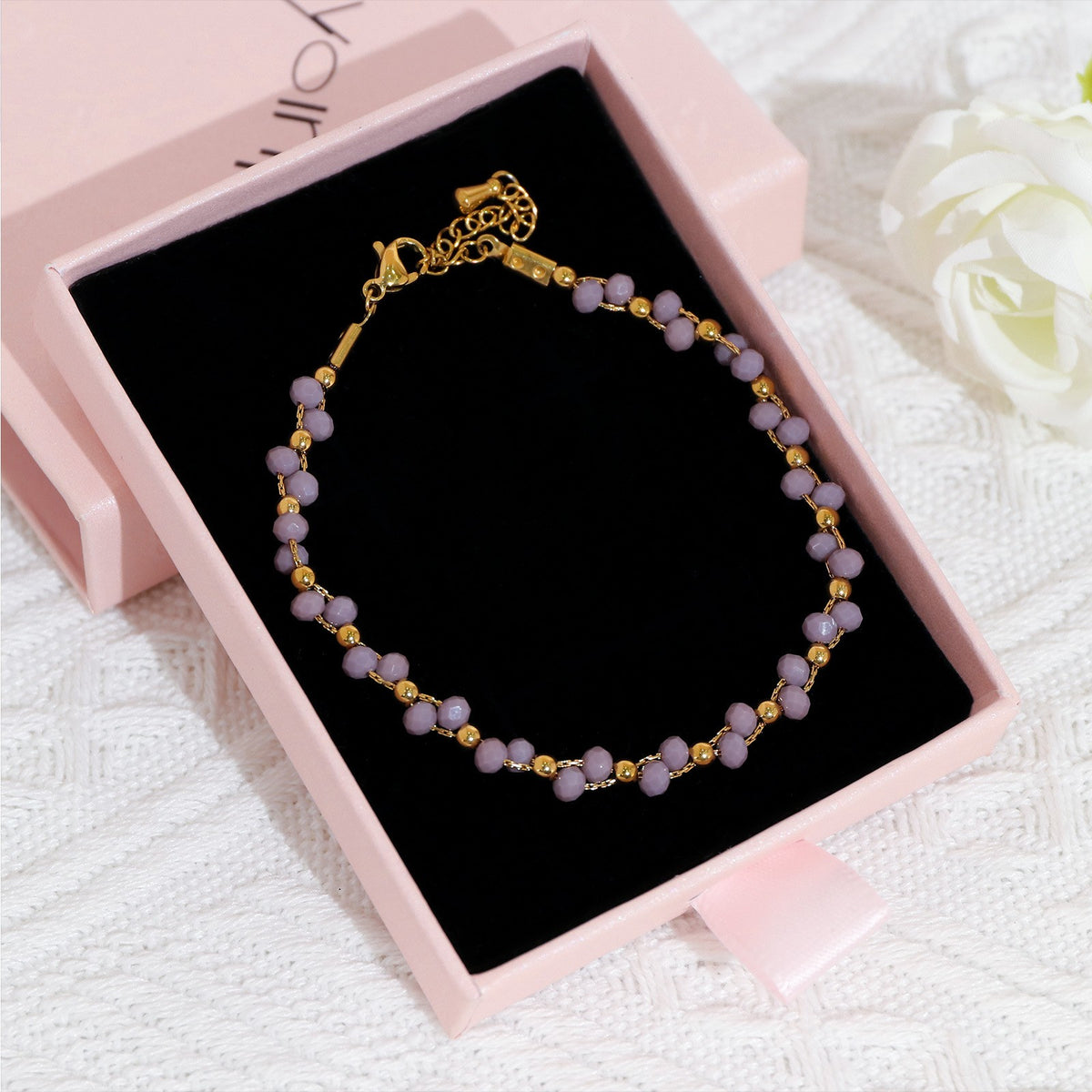 Dainty Lavender Beaded Bracelet