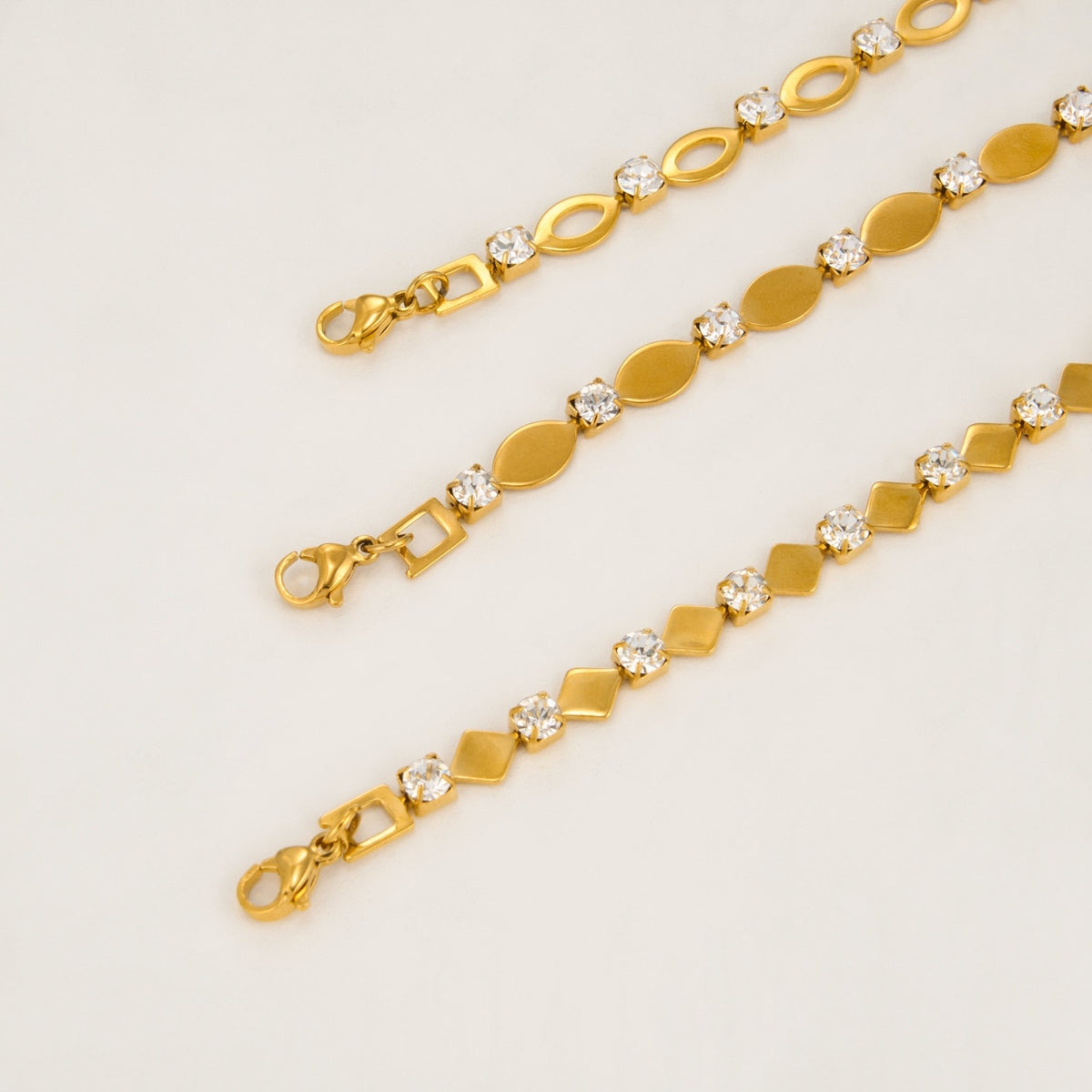 18k Dainty Geometric Rhinestone Anklet
