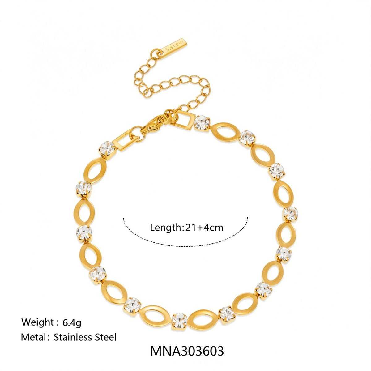 18k Dainty Geometric Rhinestone Anklet