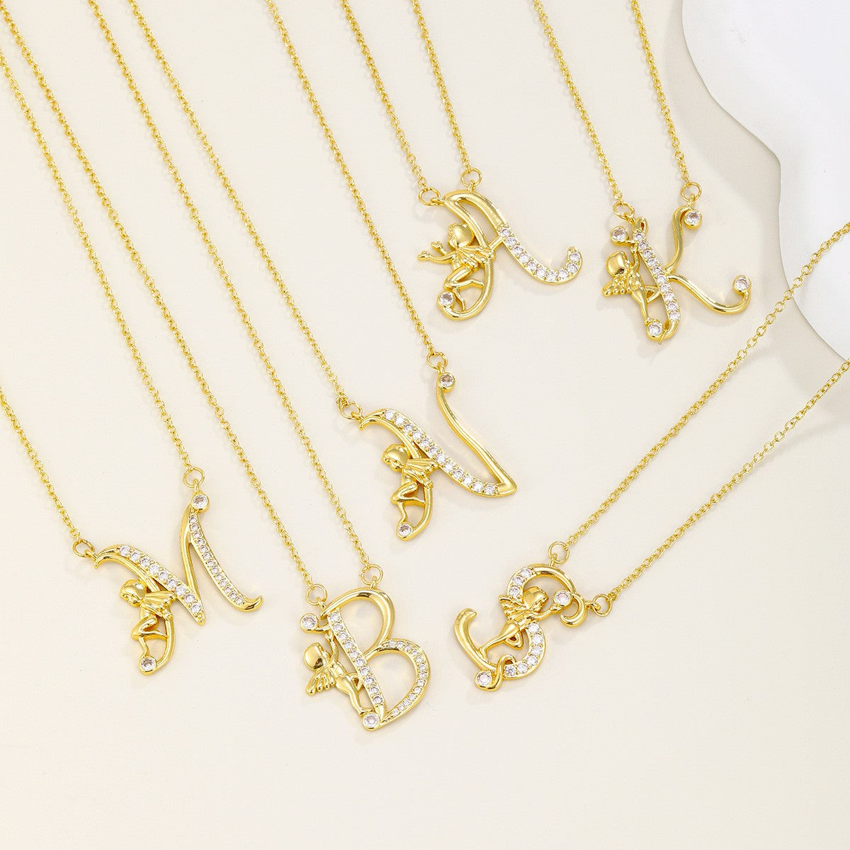 Dainty Angel Initial Necklace