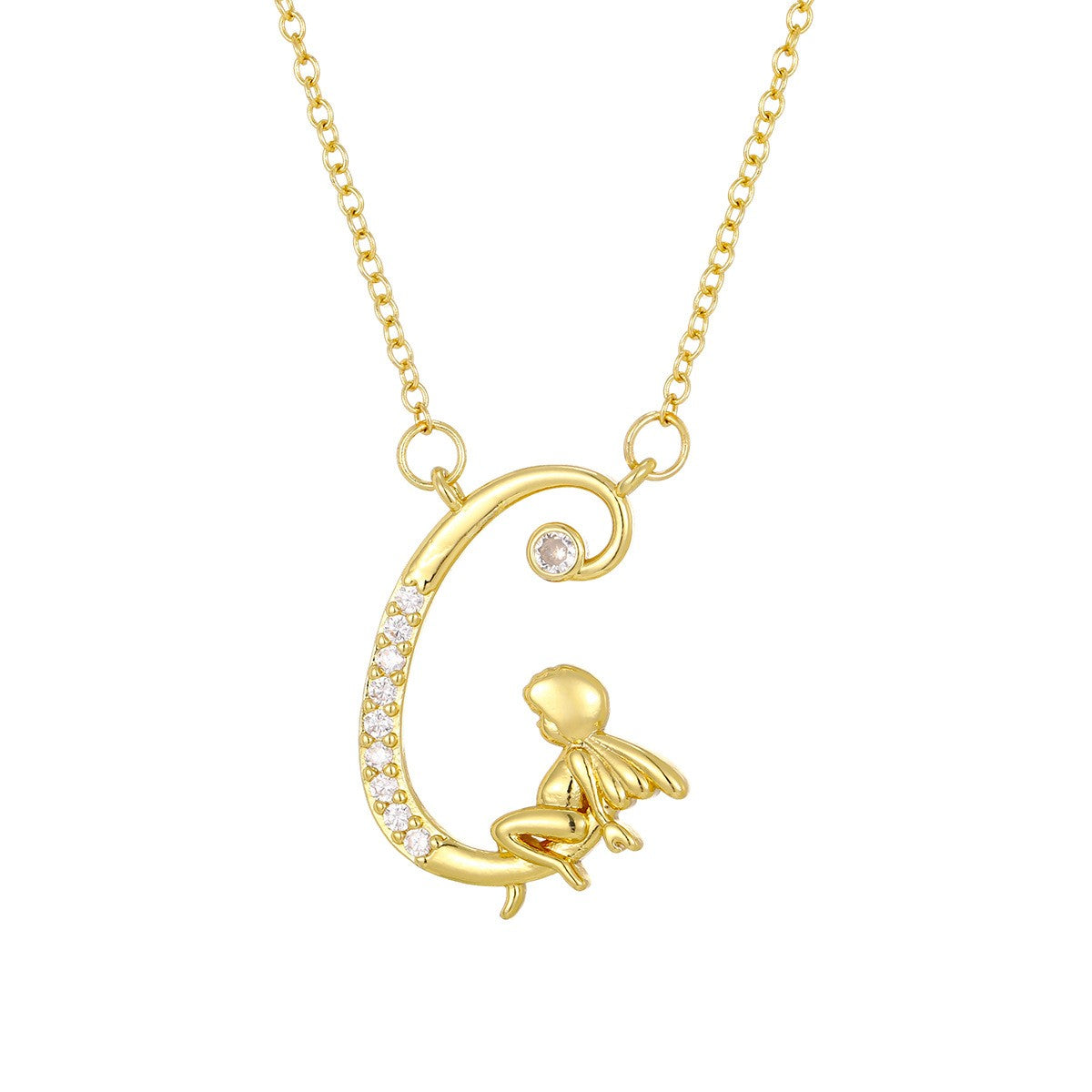 Dainty Angel Initial Necklace