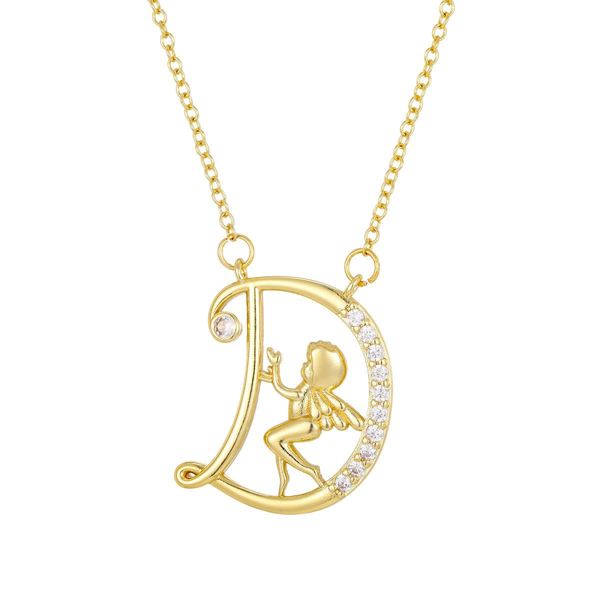 Dainty Angel Initial Necklace