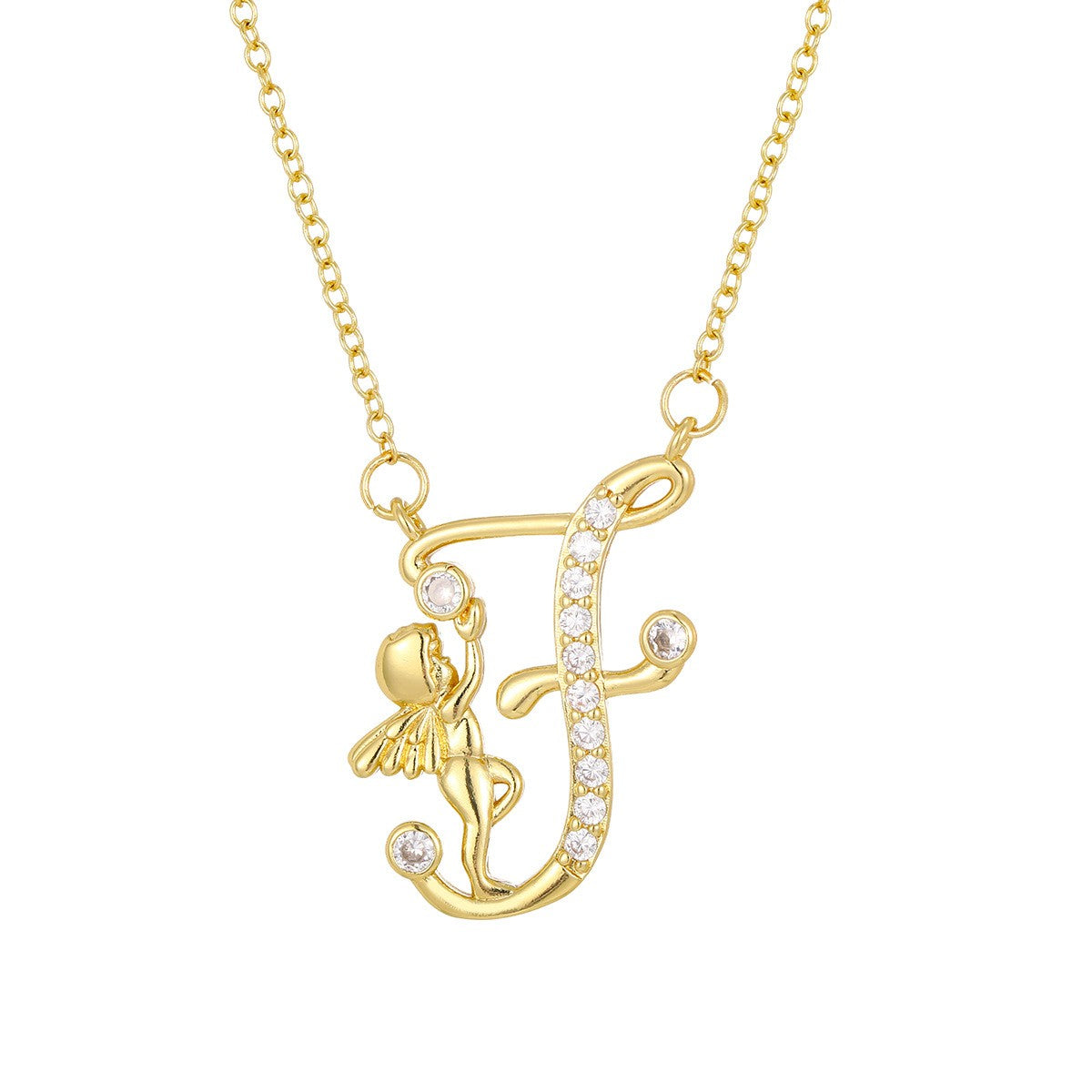 Dainty Angel Initial Necklace