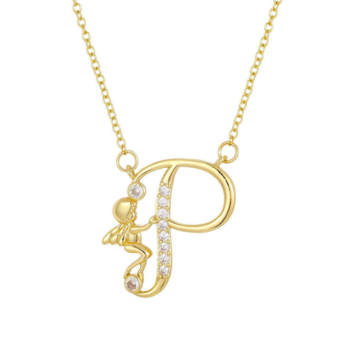 Dainty Angel Initial Necklace