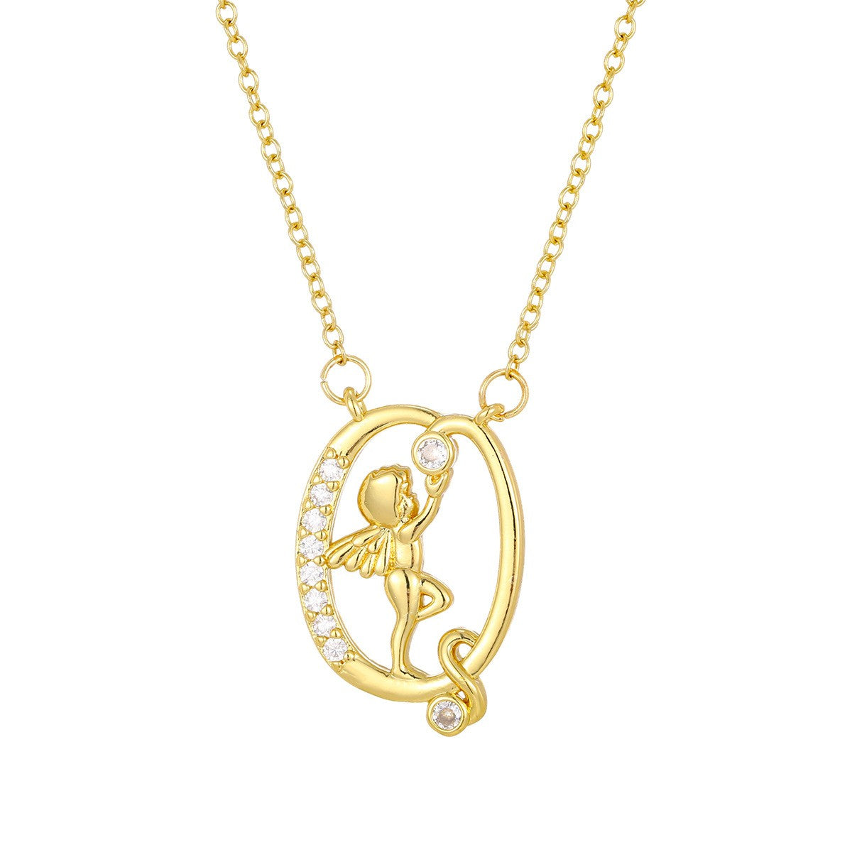 Dainty Angel Initial Necklace