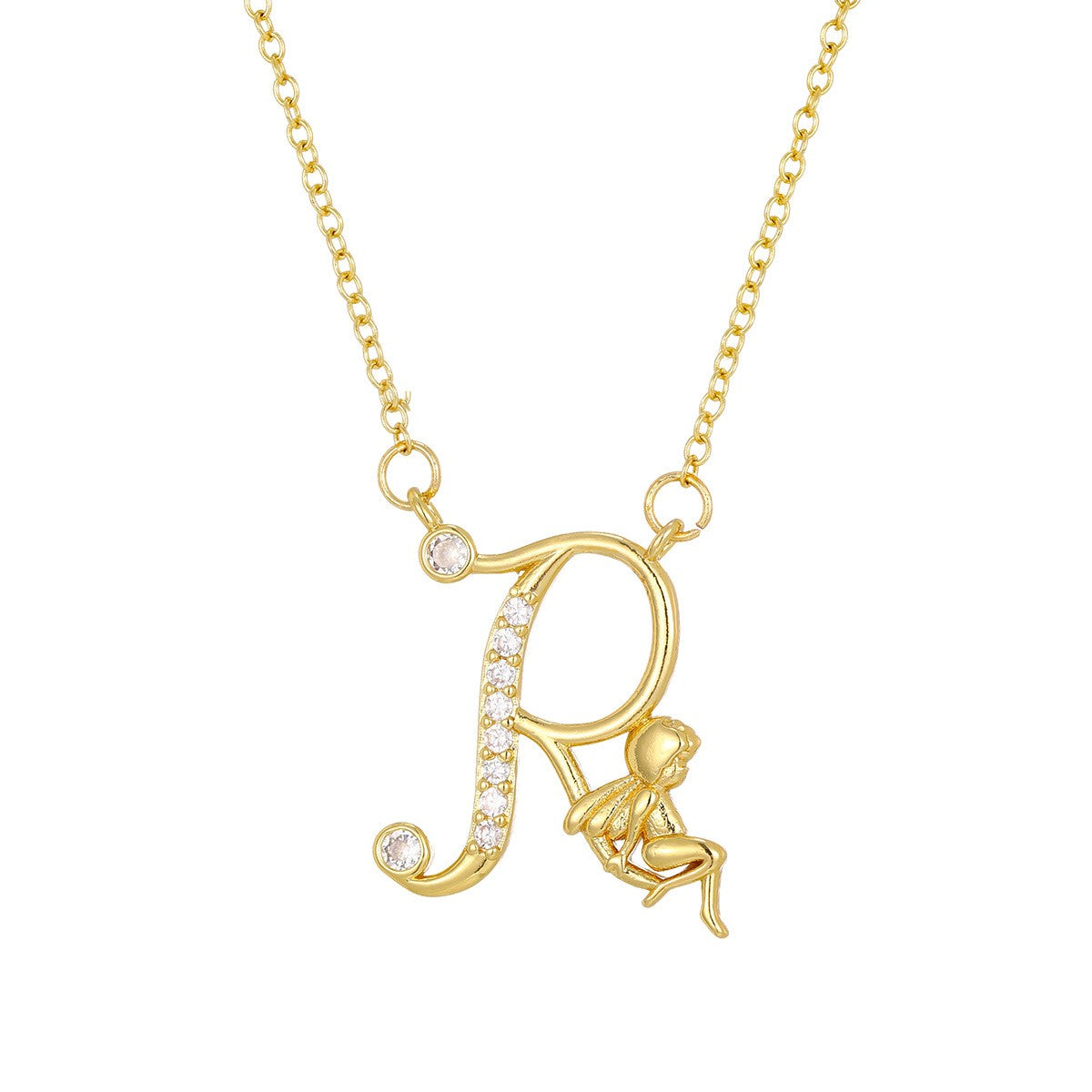 Dainty Angel Initial Necklace