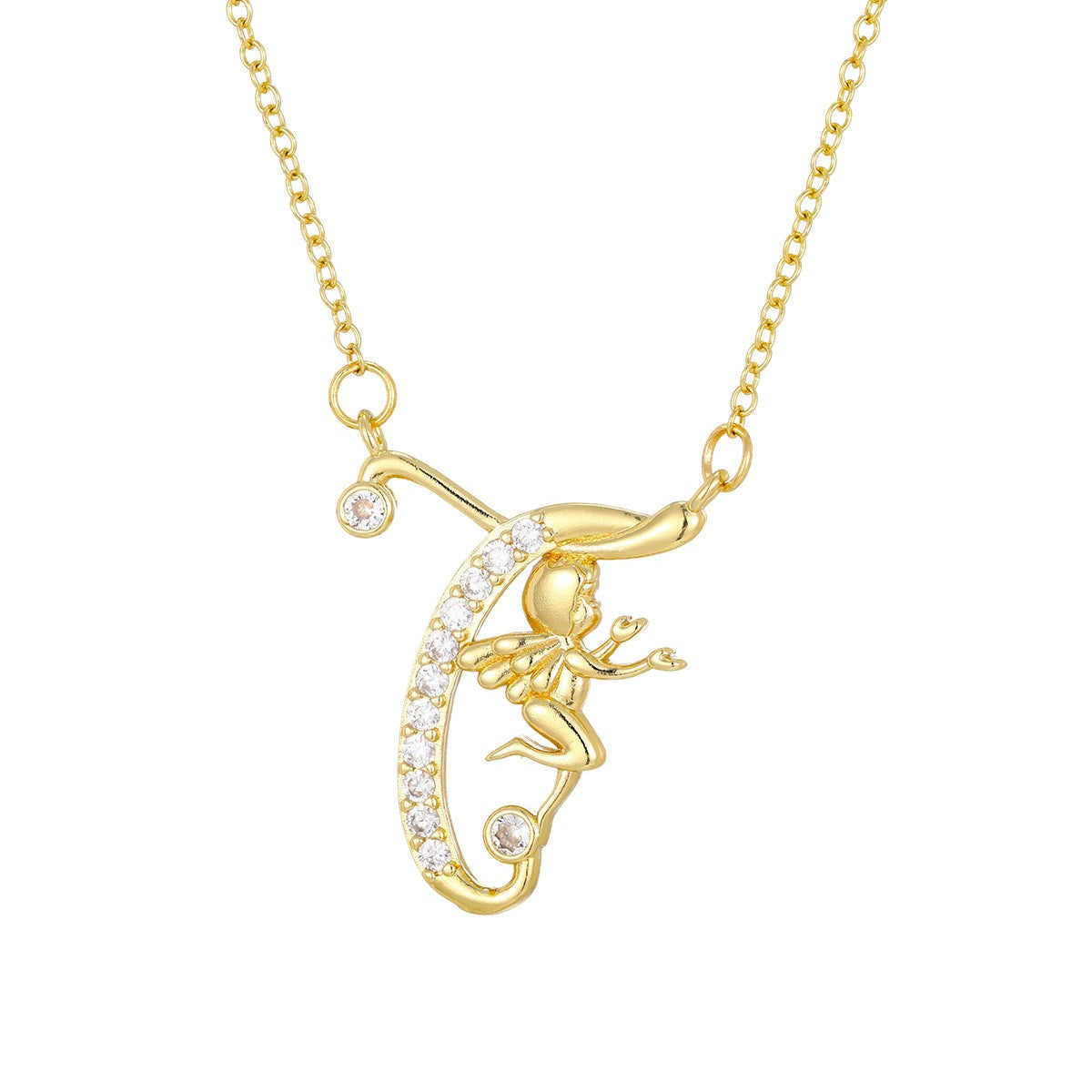 Dainty Angel Initial Necklace