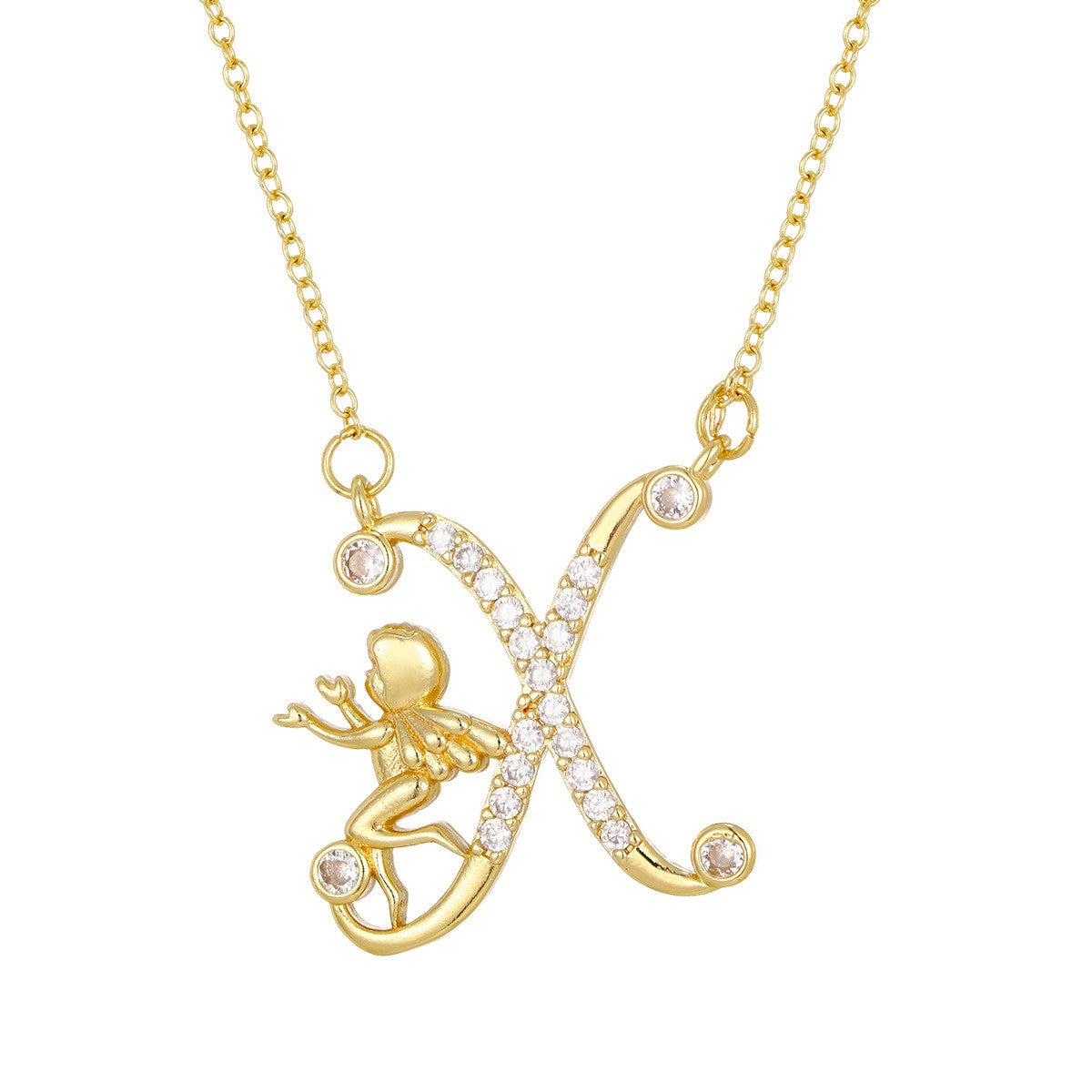 Dainty Angel Initial Necklace