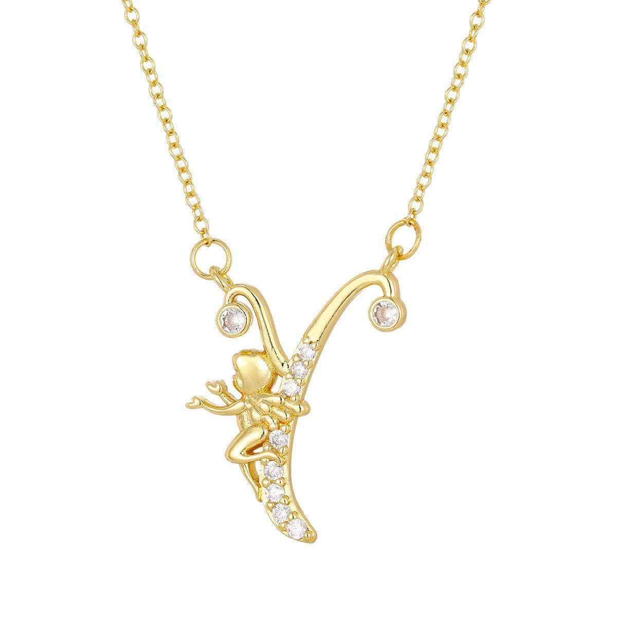 Dainty Angel Initial Necklace