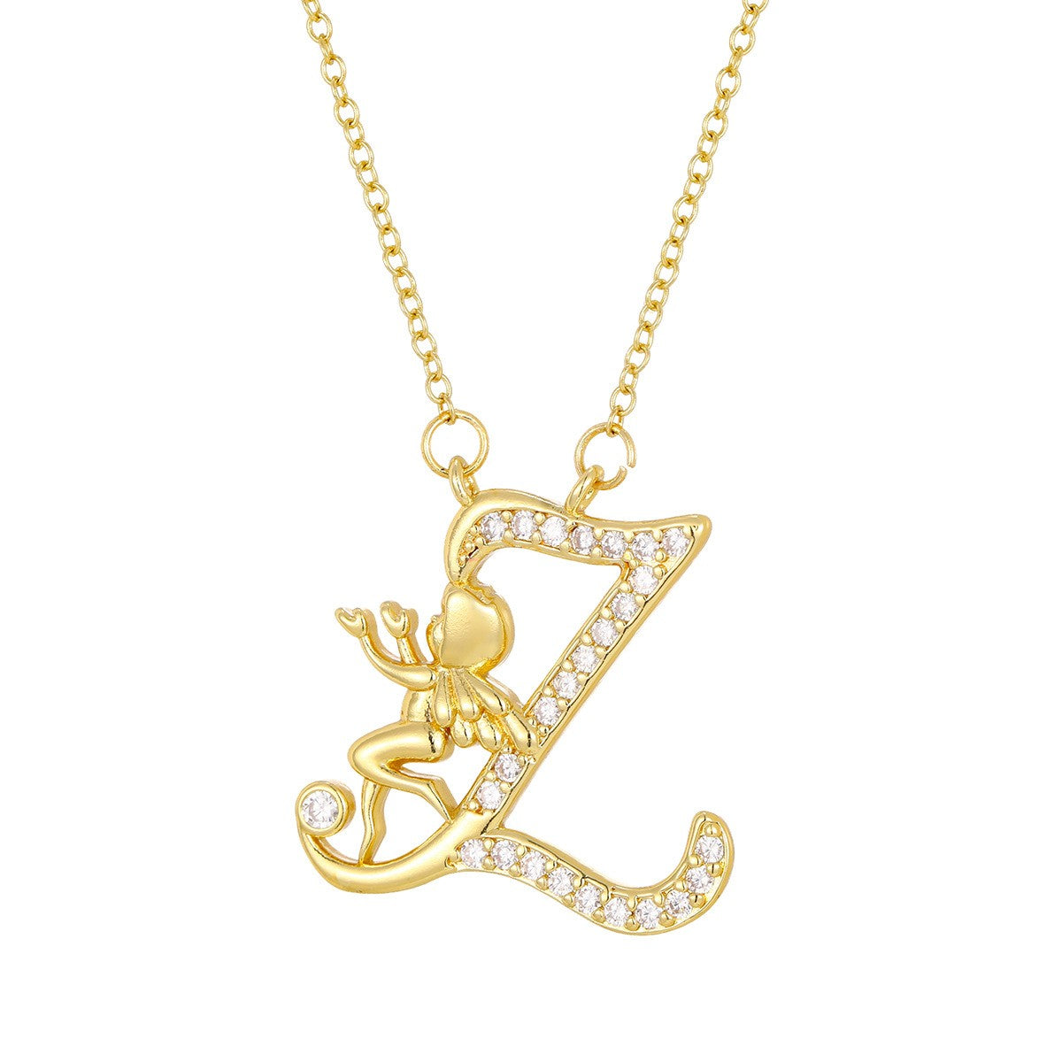 Dainty Angel Initial Necklace