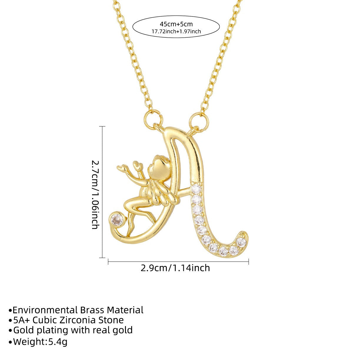 Dainty Angel Initial Necklace