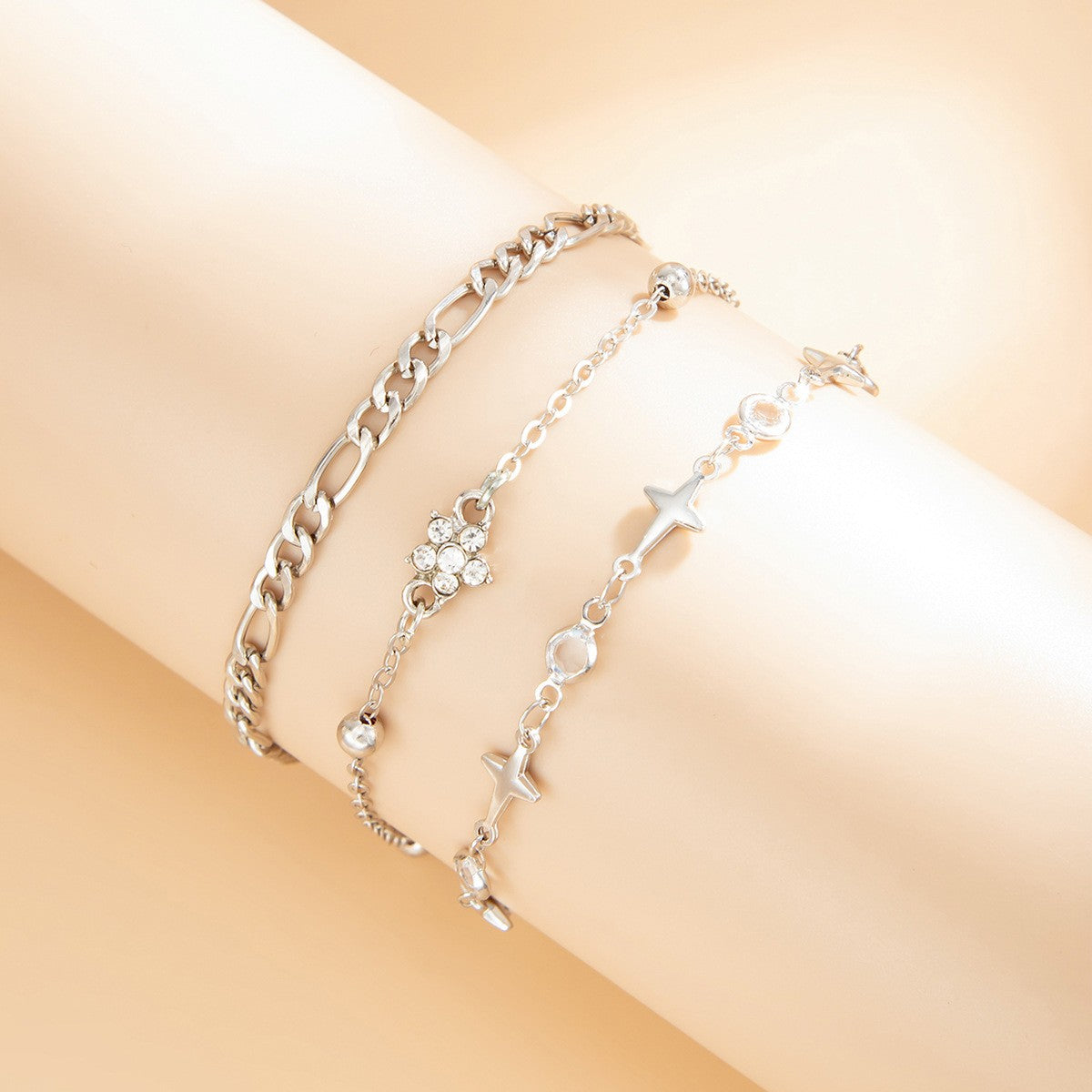 Dainty Layered Star Anklet Set
