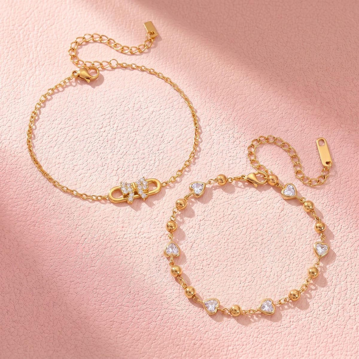 Dainty Heart Marquise Zircon Bracelet Set
