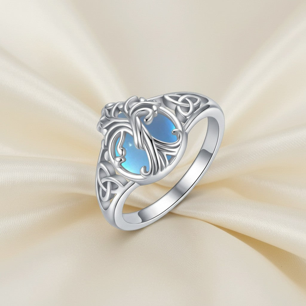Elegant Celtic Knot Moonstone Ring