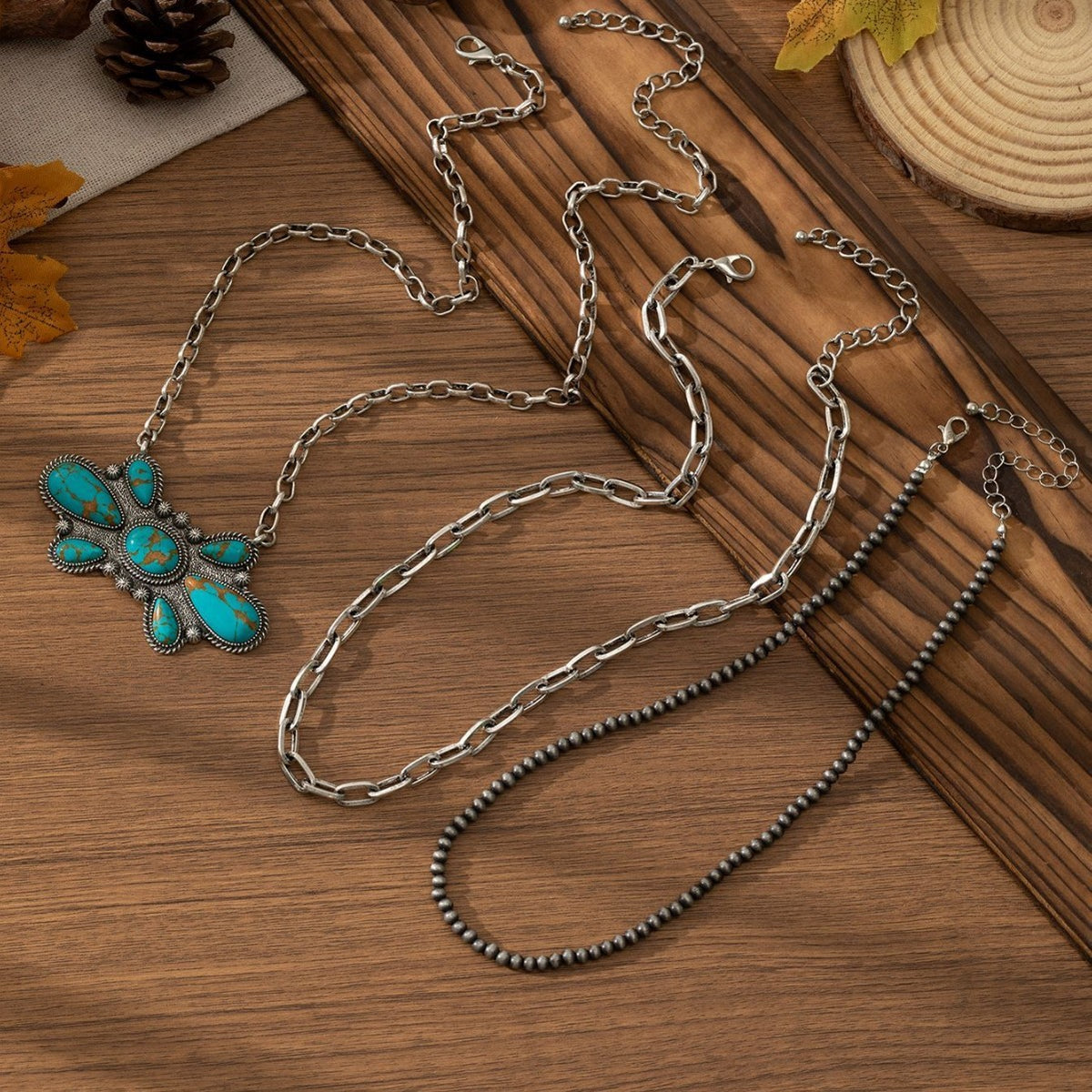 Vintage Western Turquoise Flower Necklace