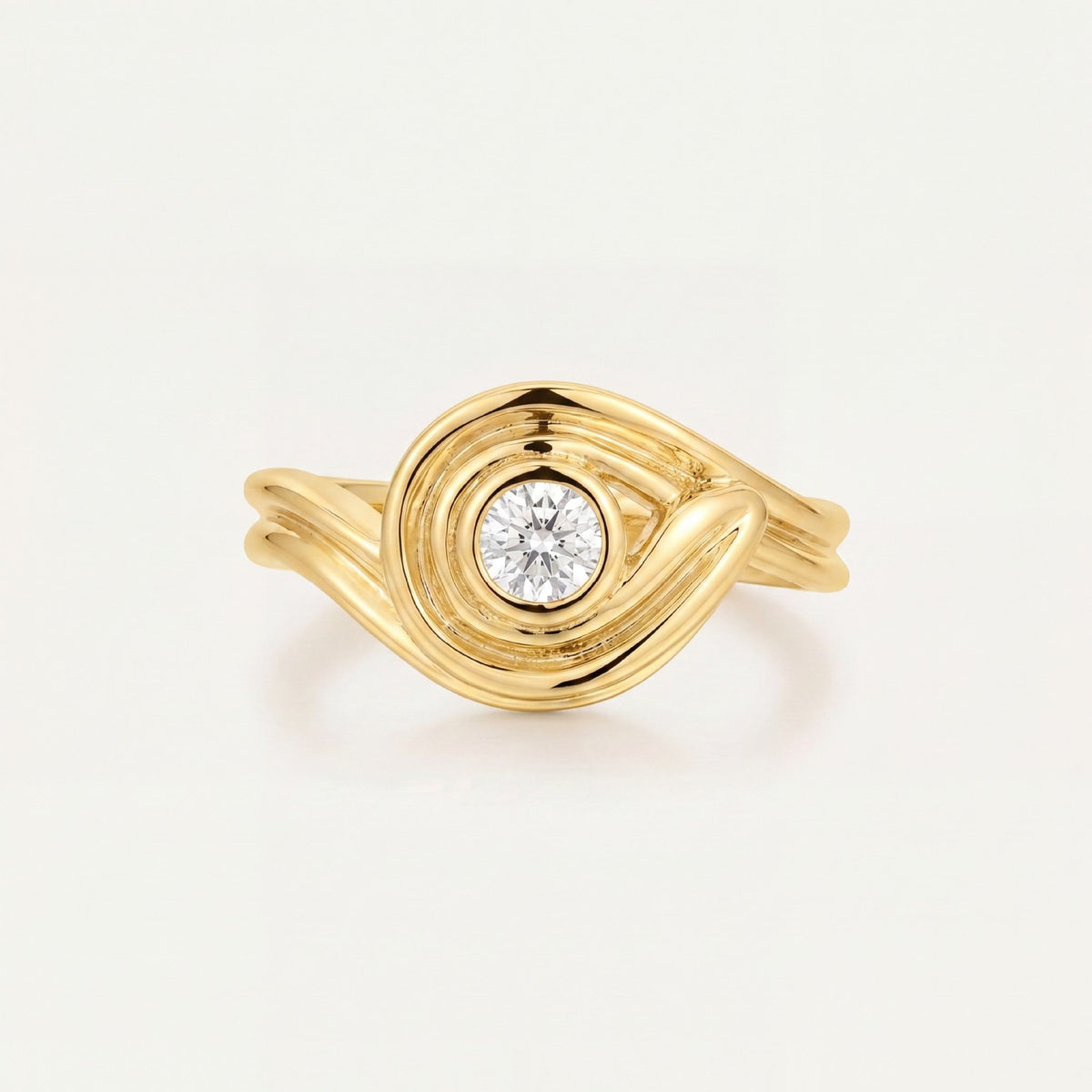 18k Classy Sculptural Wave Ring Set
