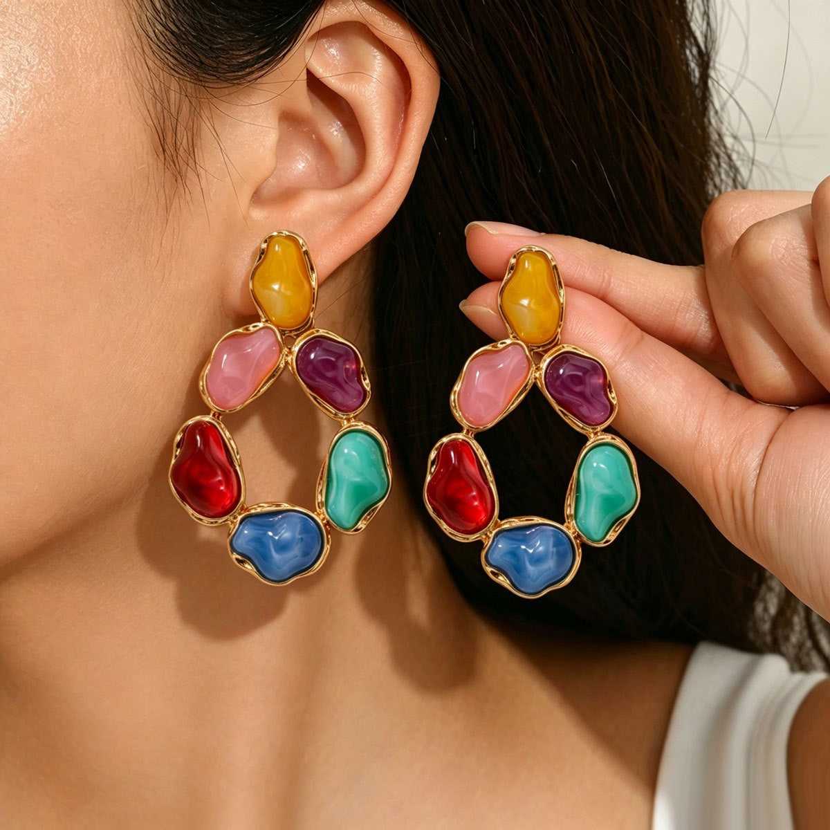 Classy Multicolor Geometric Drop Earrings