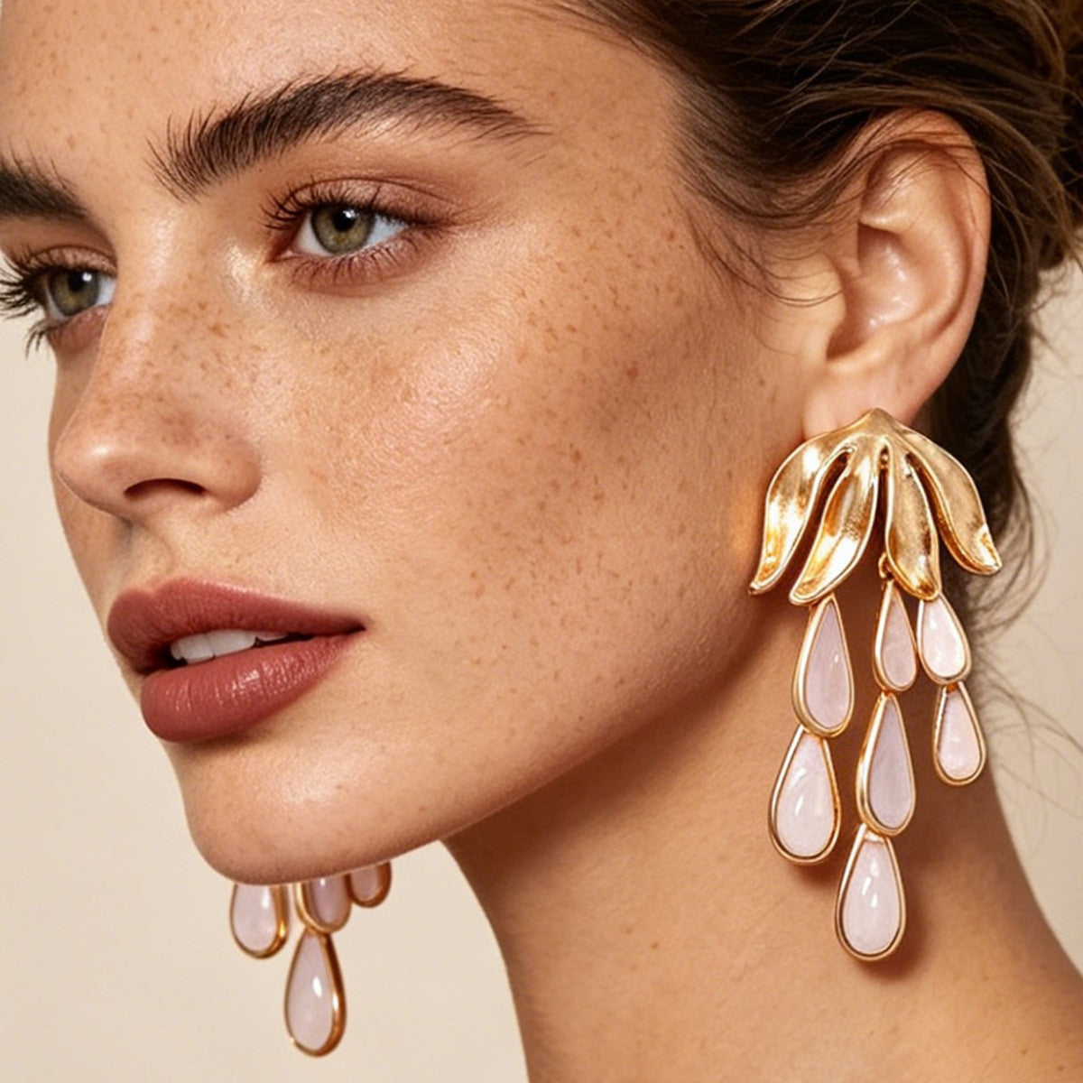 Elegant Floral Petal Drop Earrings