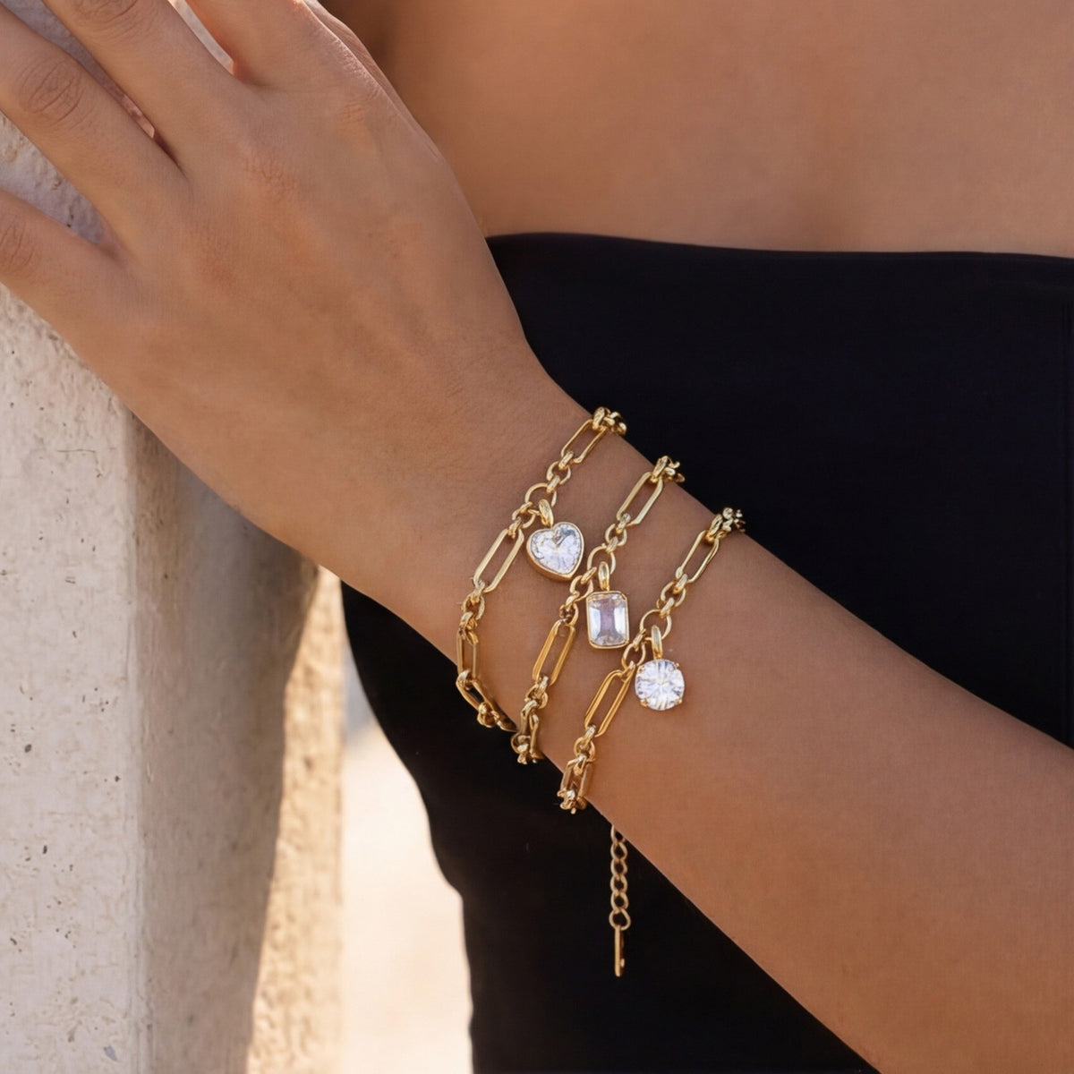 Vintage CZ Geometric Link Bracelet