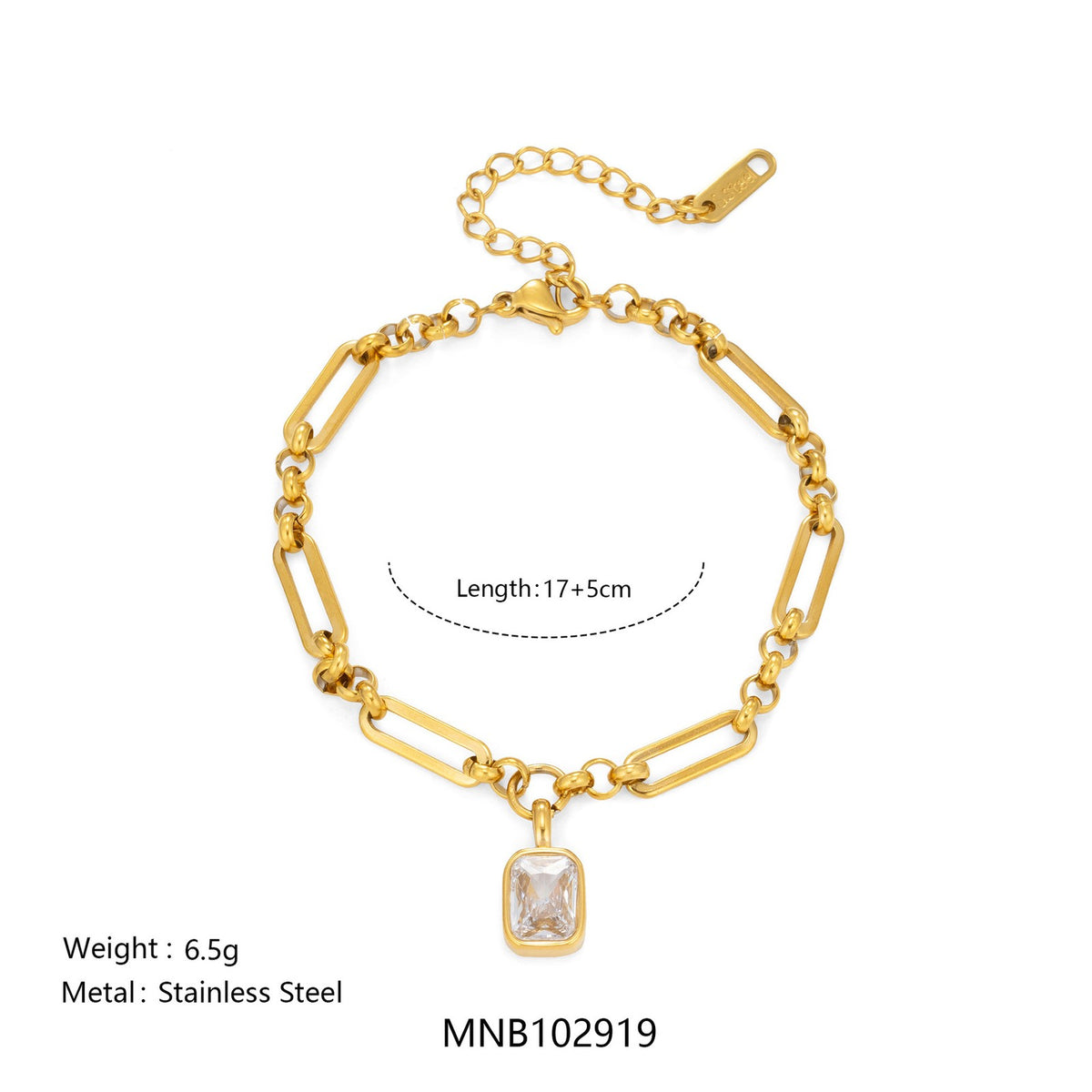 Vintage CZ Geometric Link Bracelet