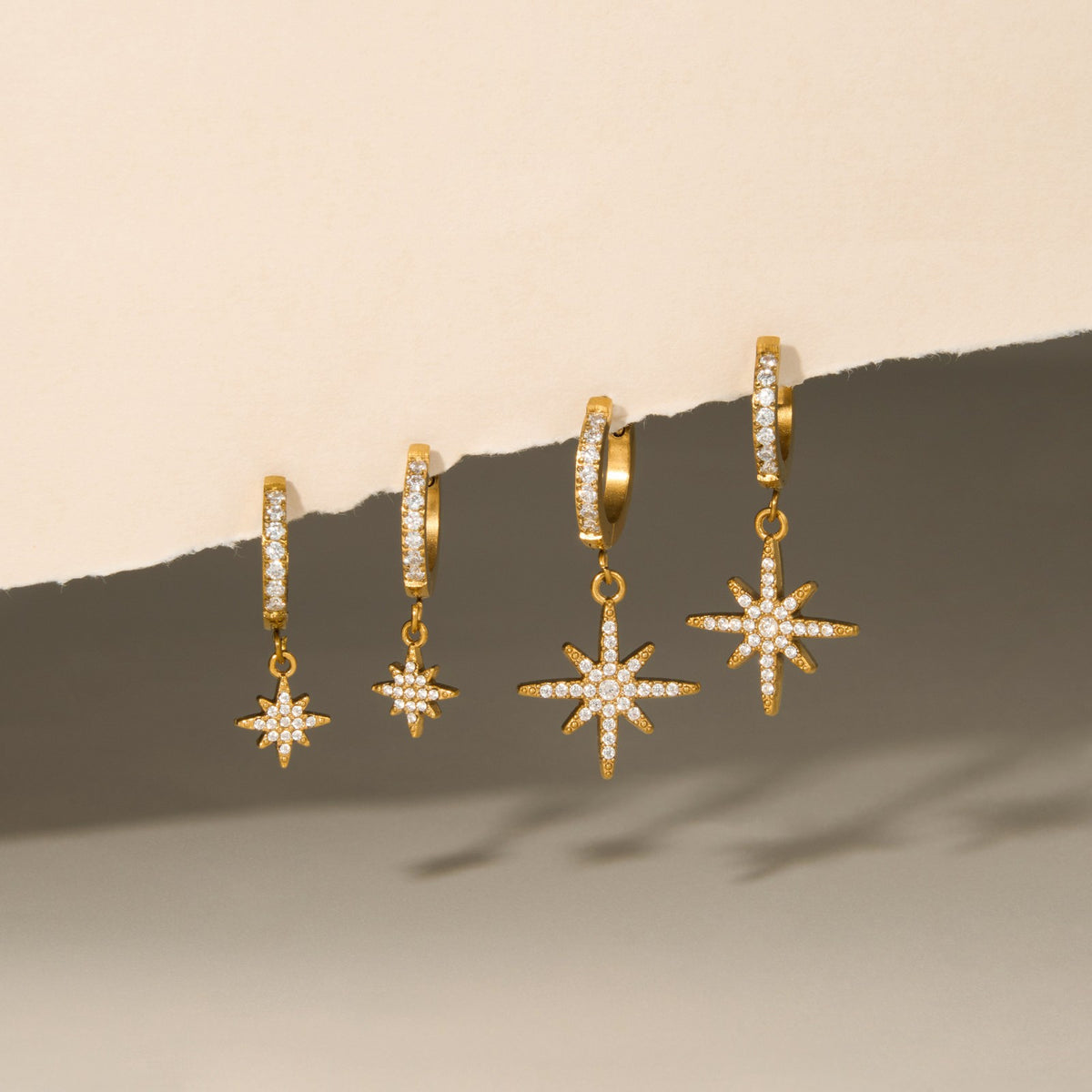 Dainty North Star Huggie Hoop Earrings