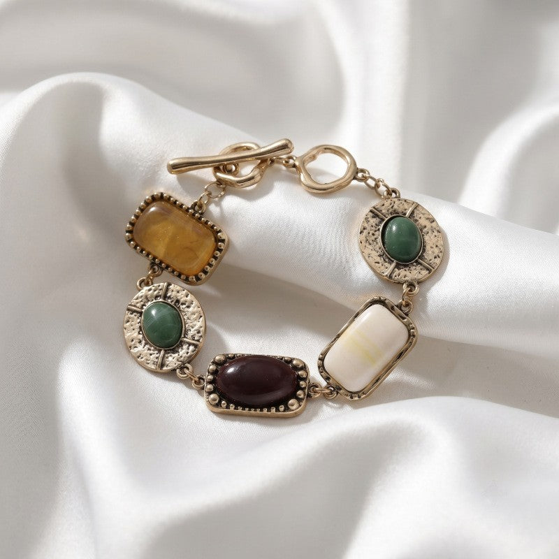 Classy Vintage Multi-Stone Geometric Bracelet