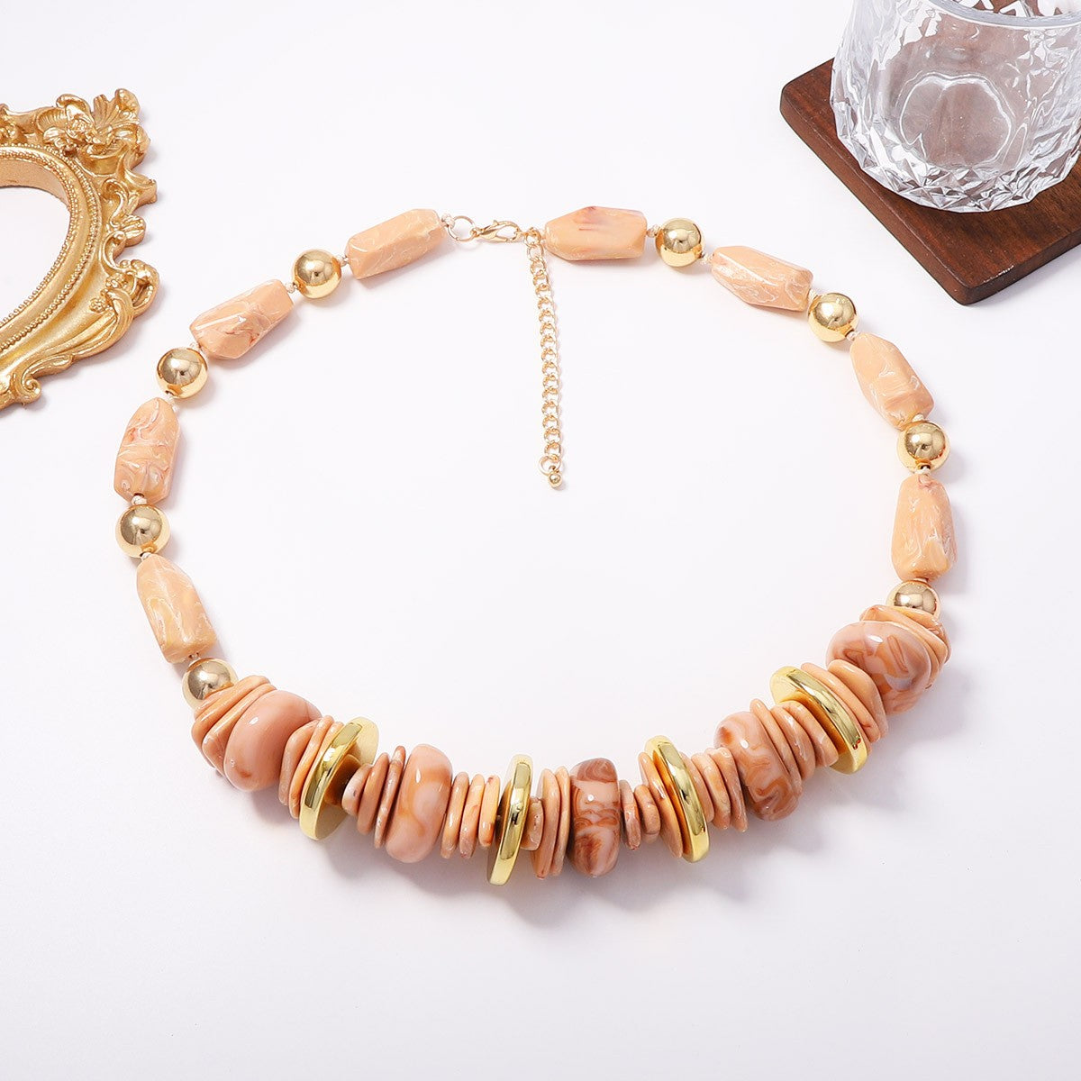 Boho Multi-Color Resin Disc Statement Necklace