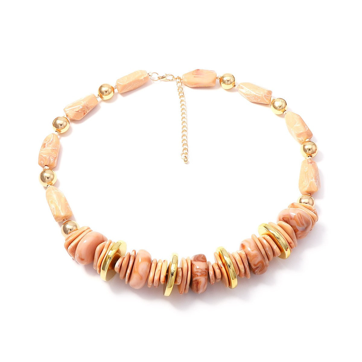 Boho Multi-Color Resin Disc Statement Necklace