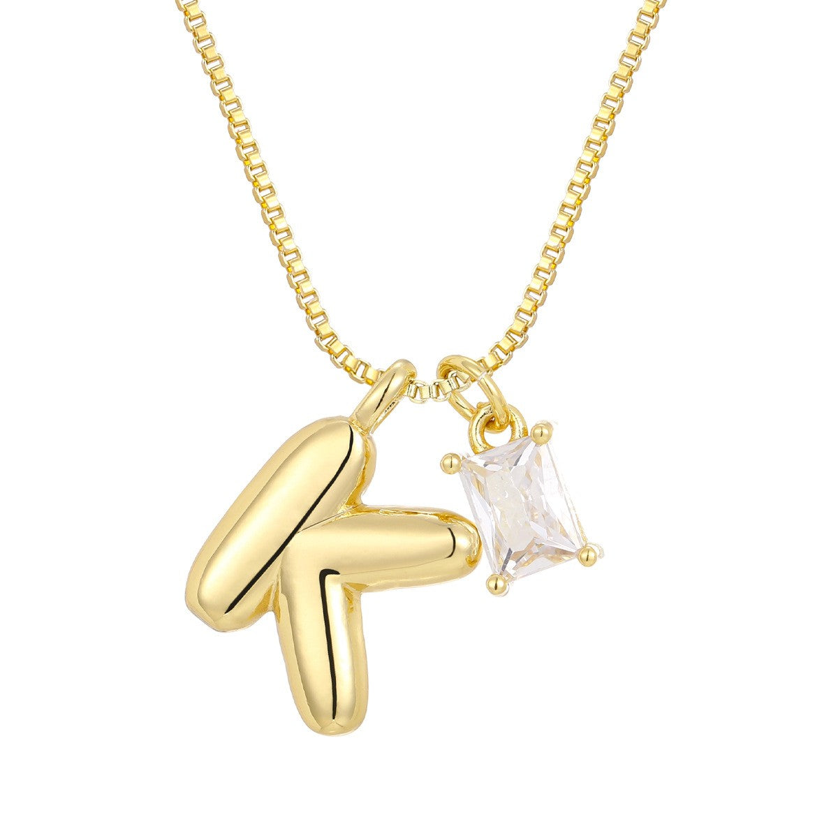 18k Dainty Heart & Zircon Initial Necklace