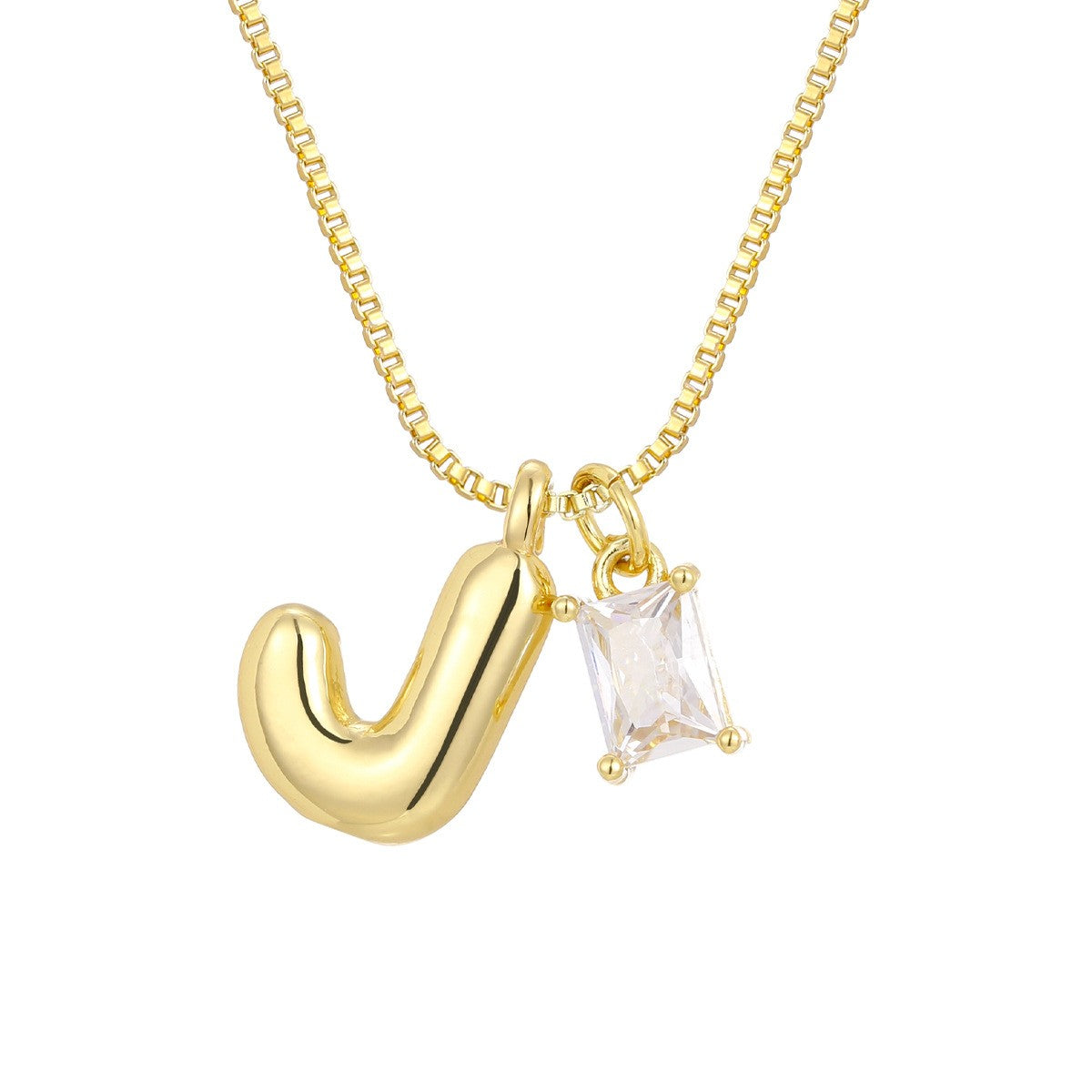 18k Dainty Heart & Zircon Initial Necklace