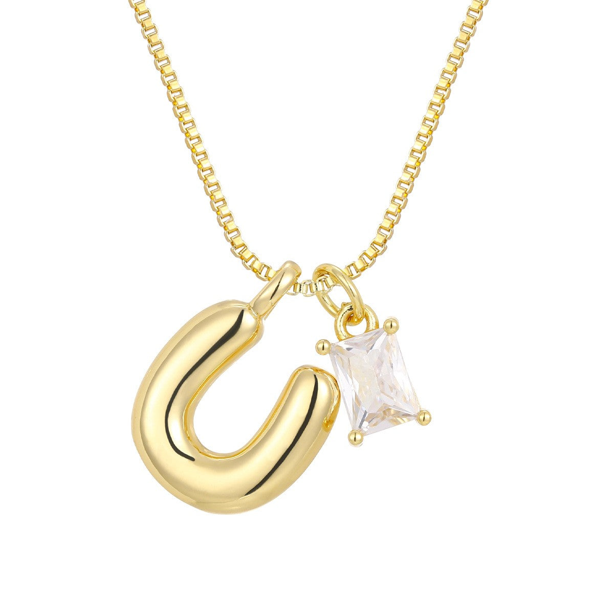18k Dainty Heart & Zircon Initial Necklace