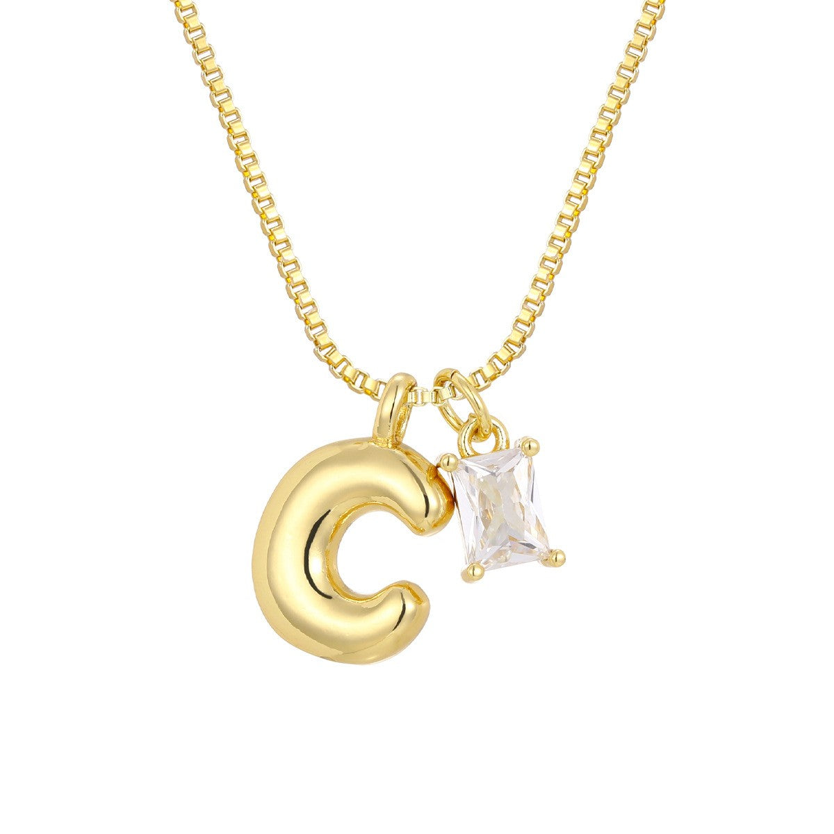 18k Dainty Heart & Zircon Initial Necklace