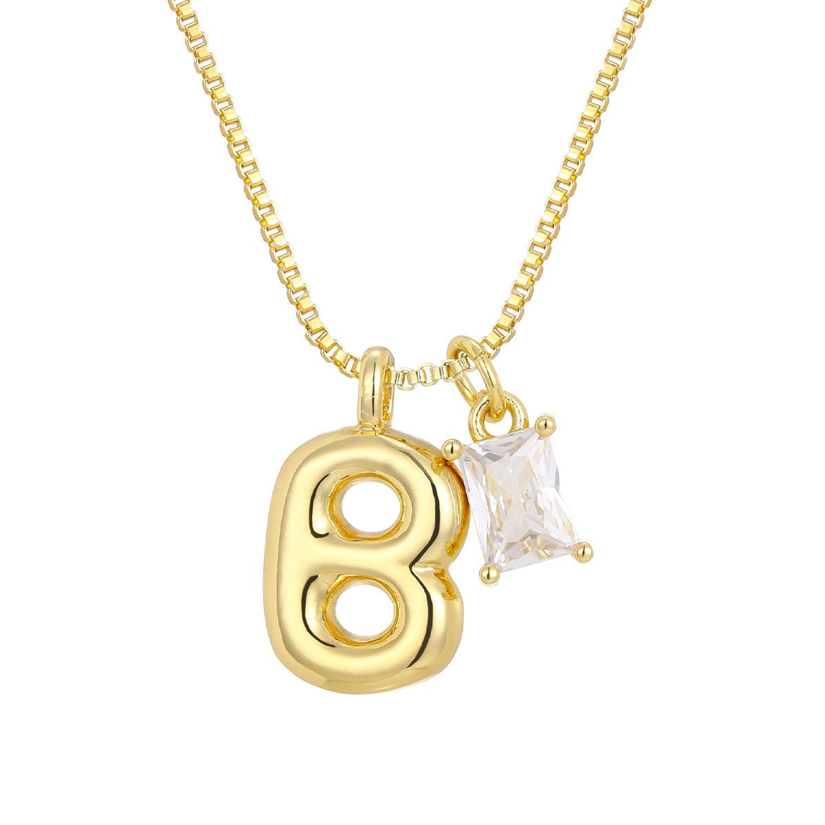 18k Dainty Heart & Zircon Initial Necklace