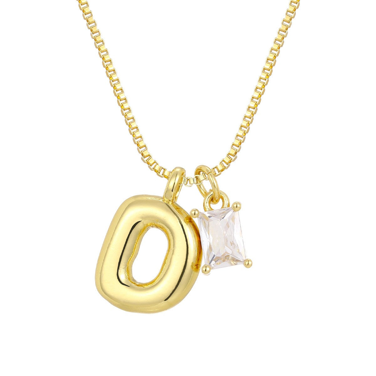 18k Dainty Heart & Zircon Initial Necklace