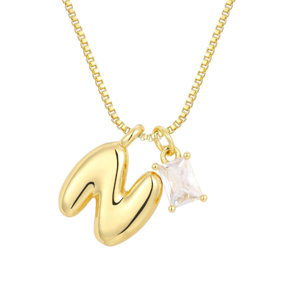 18k Dainty Heart & Zircon Initial Necklace