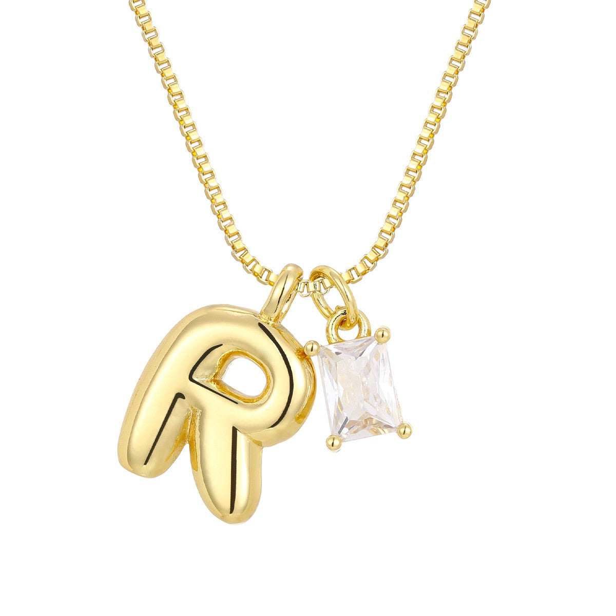 18k Dainty Heart & Zircon Initial Necklace