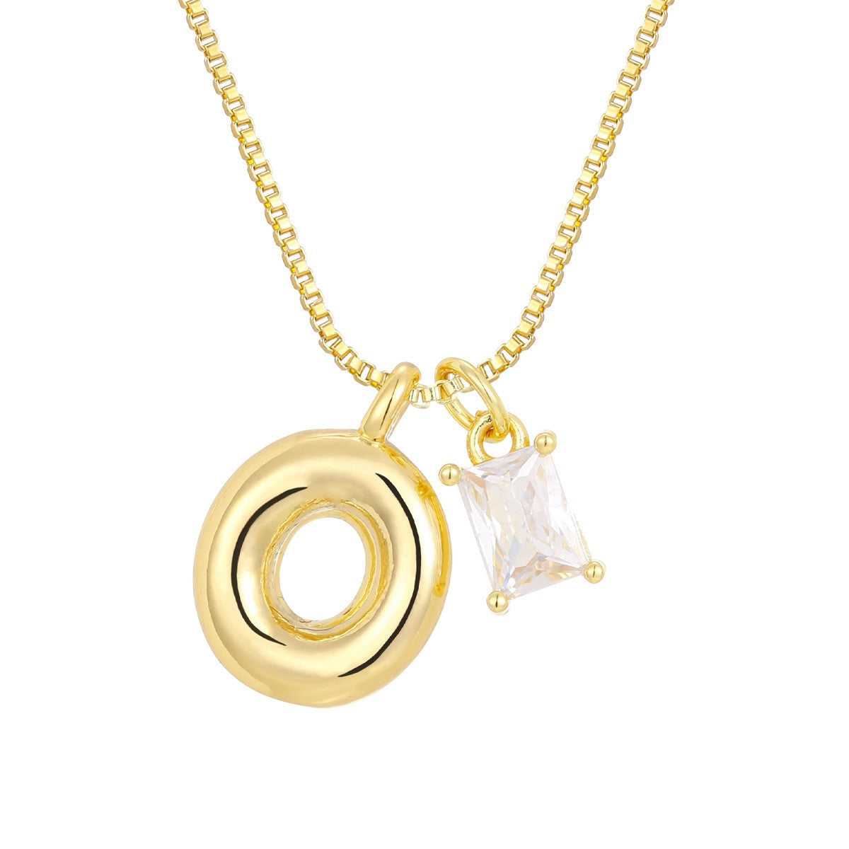 18k Dainty Heart & Zircon Initial Necklace