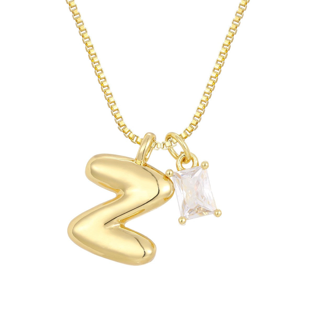 18k Dainty Heart & Zircon Initial Necklace