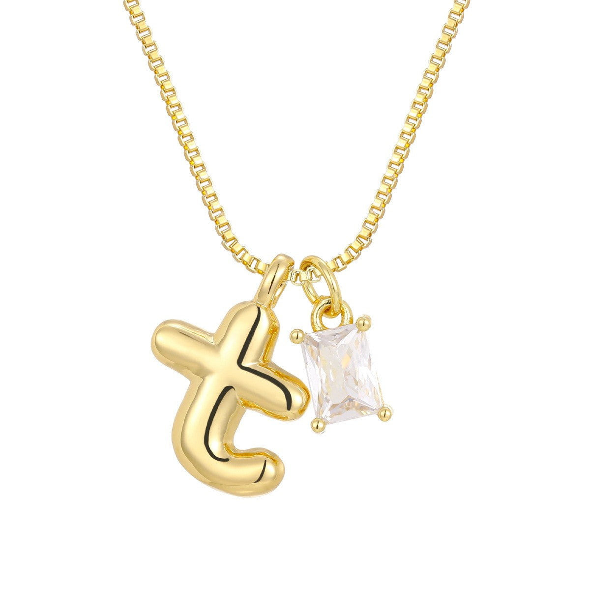 18k Dainty Heart & Zircon Initial Necklace