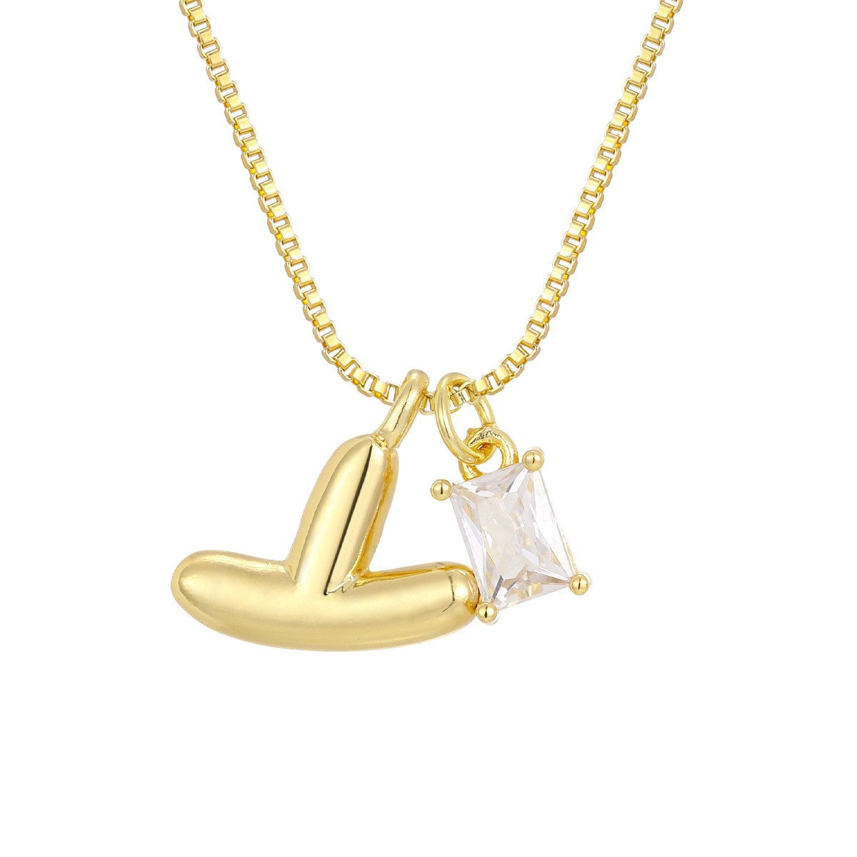 18k Dainty Heart & Zircon Initial Necklace