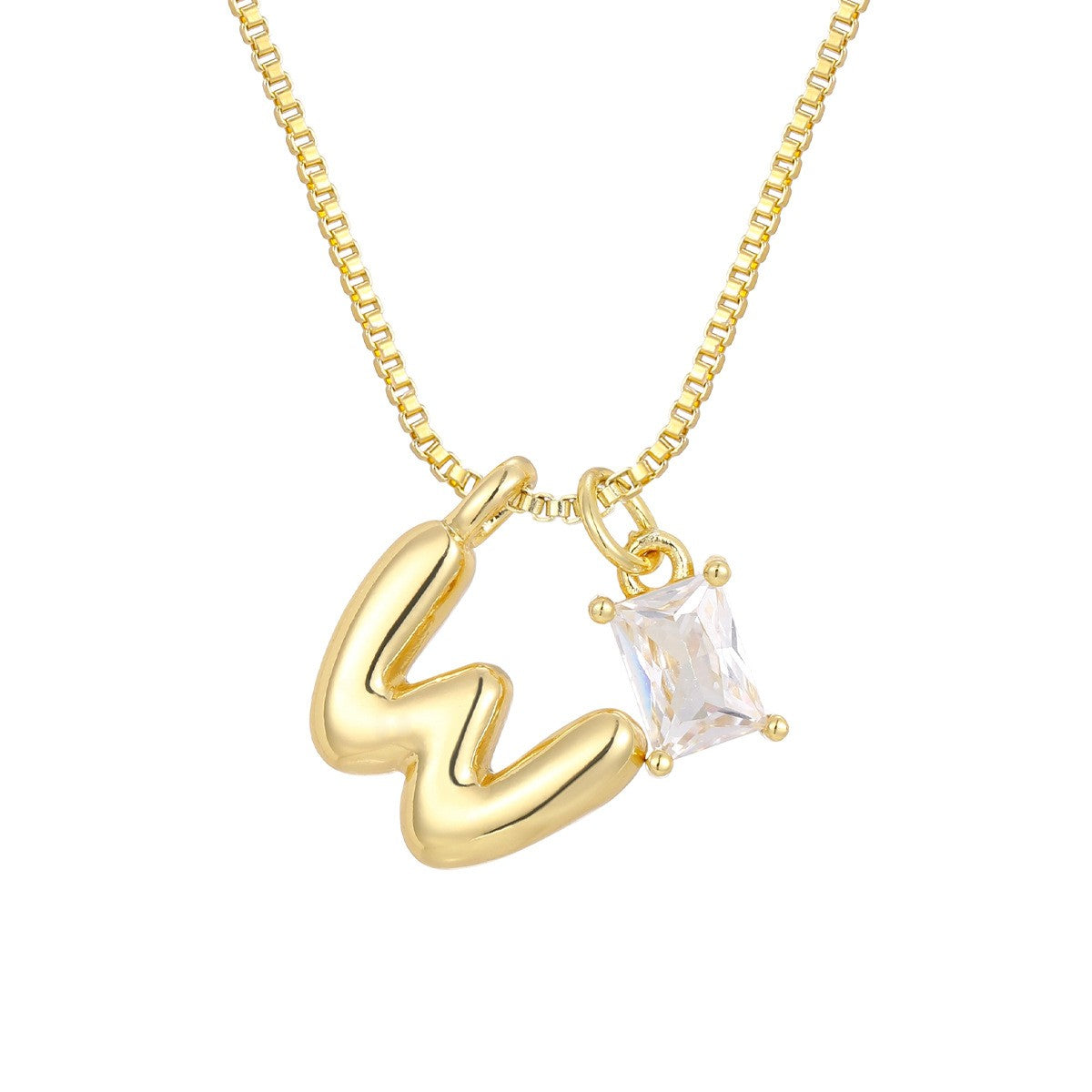 18k Dainty Heart & Zircon Initial Necklace